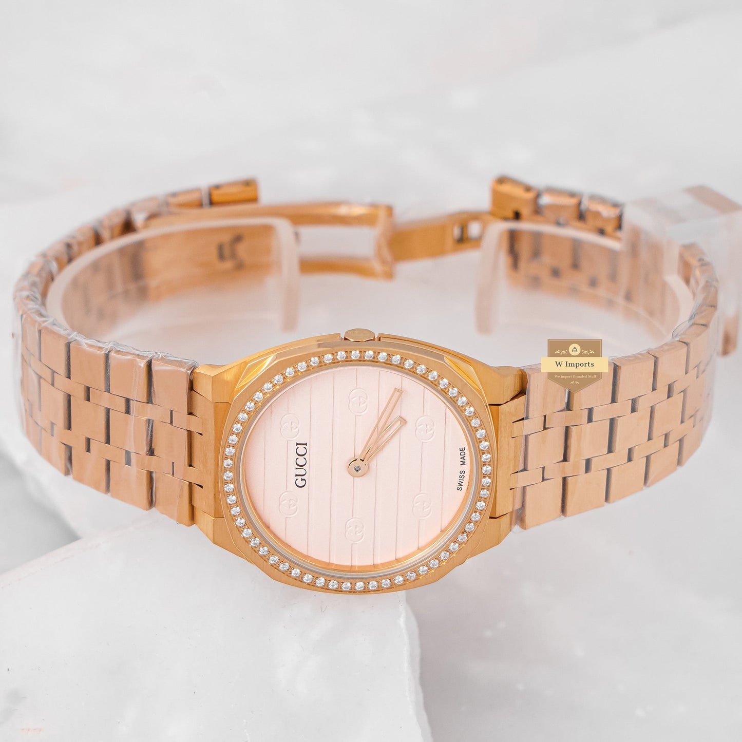 Latest Collection All Yellow Gold With Dial Stone Bezel Ladies Watch