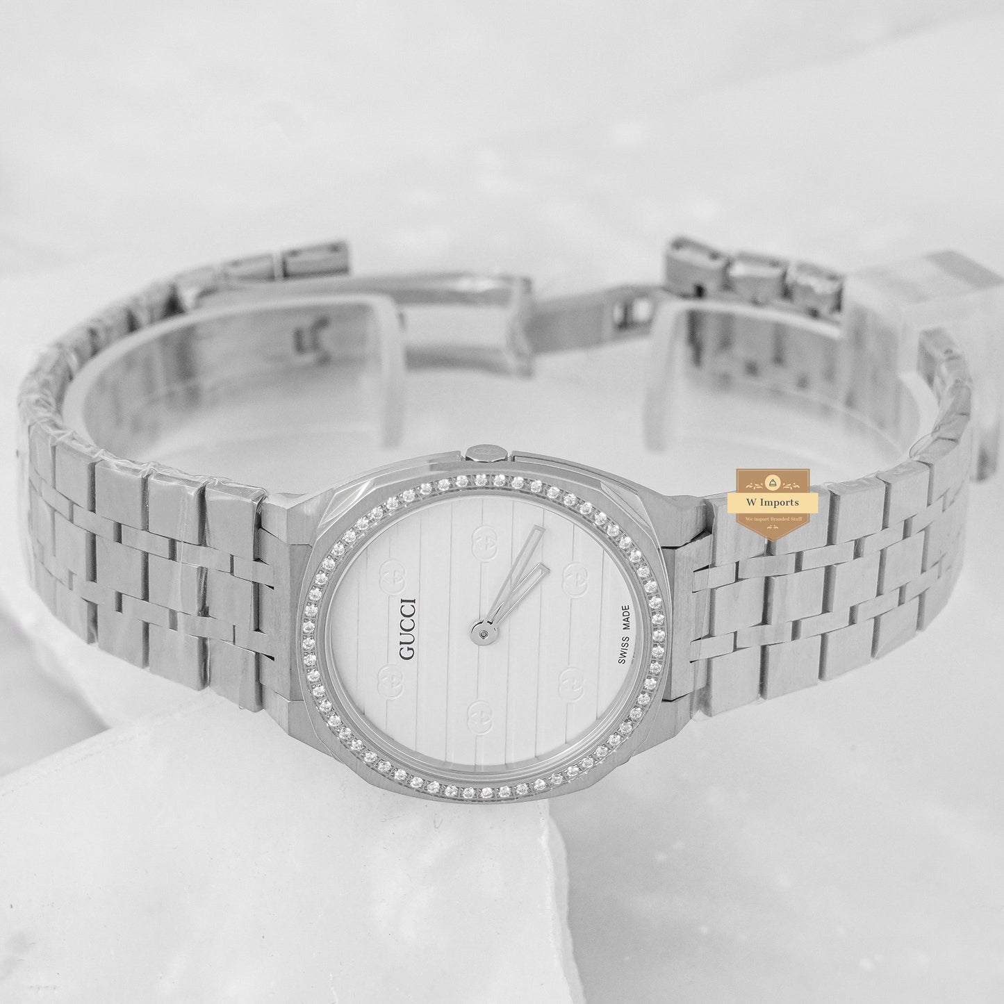 Latest Collection Silver With White Dial Stone Bezel Ladies Watchlatest Collection Silver With Green Dial Stone Bezel Ladies Watch