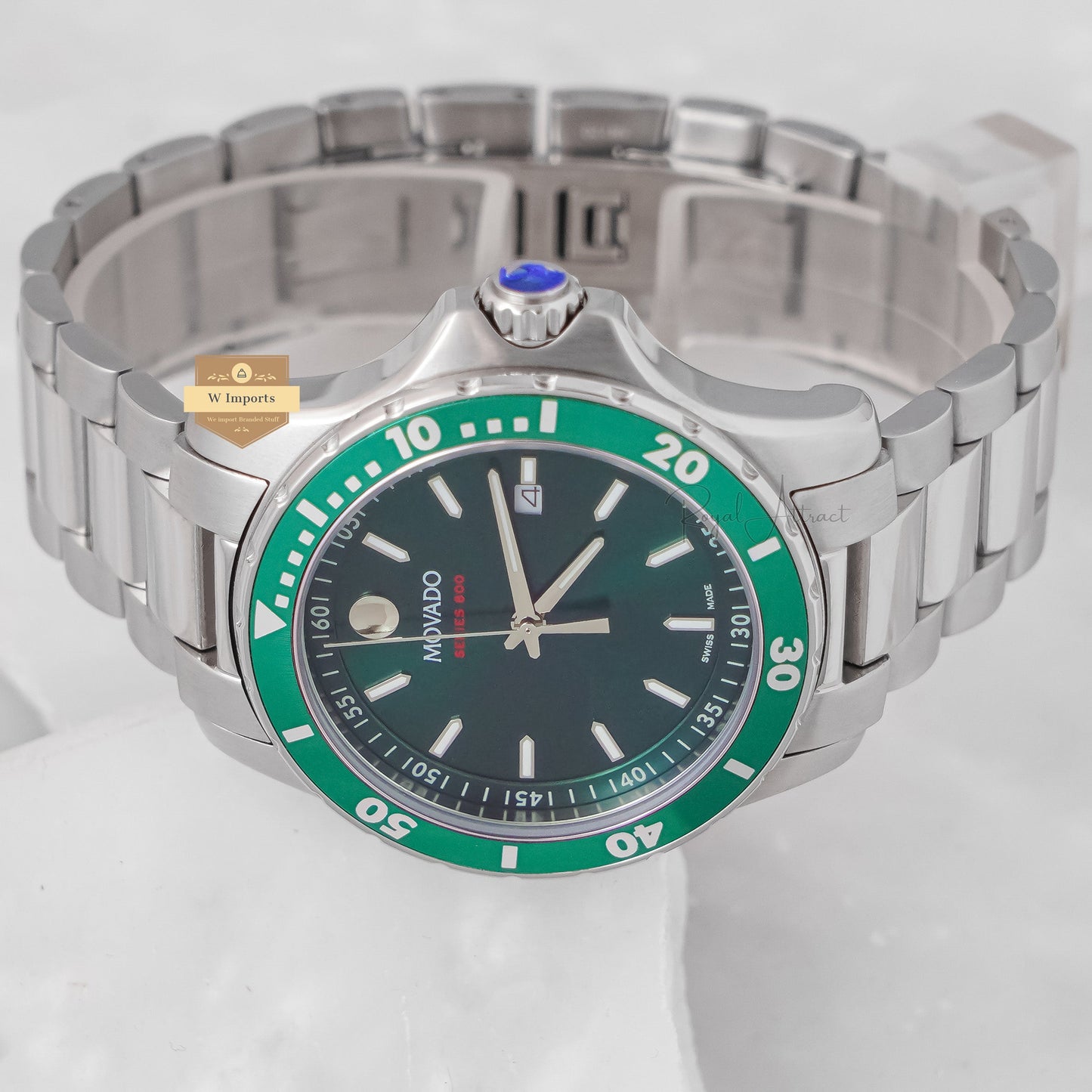 Latest Collection Silver With Green Dial Chain Watch