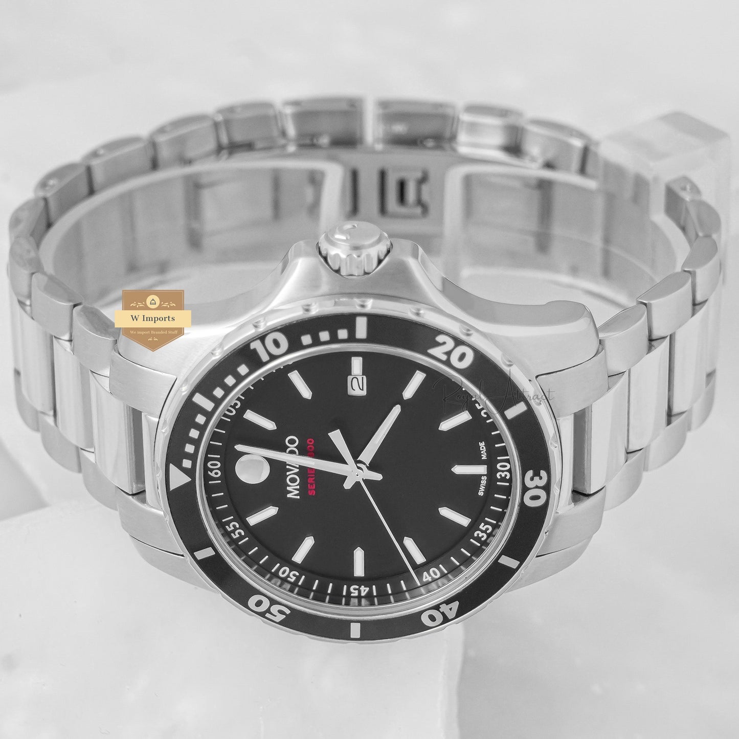 Latest Collection Silver With Black Dial Chain Watch