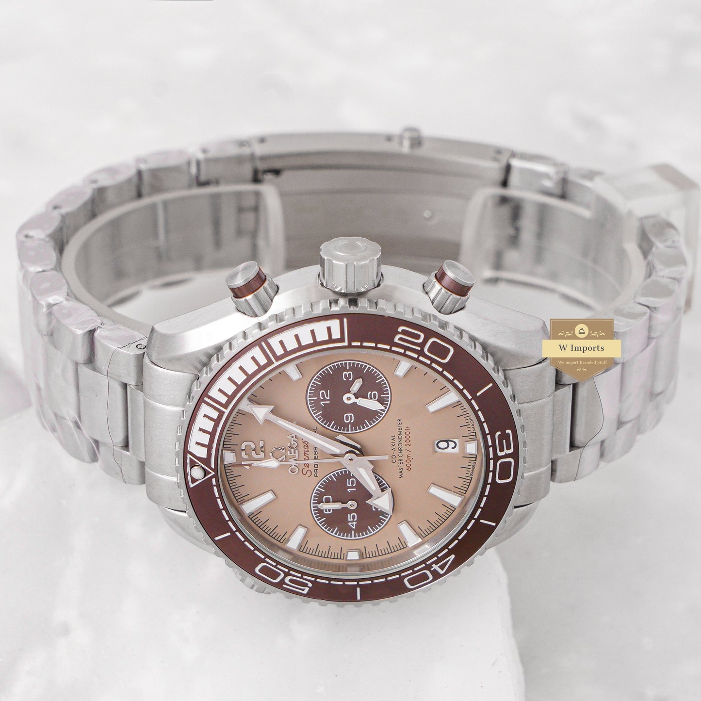Latest Collection Chronograph Silver With Peach Dial Chain Watch