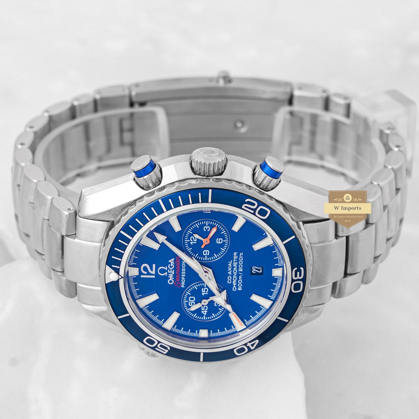 Latest Collection Chronograph Silver With Blue Dial Chain Watch