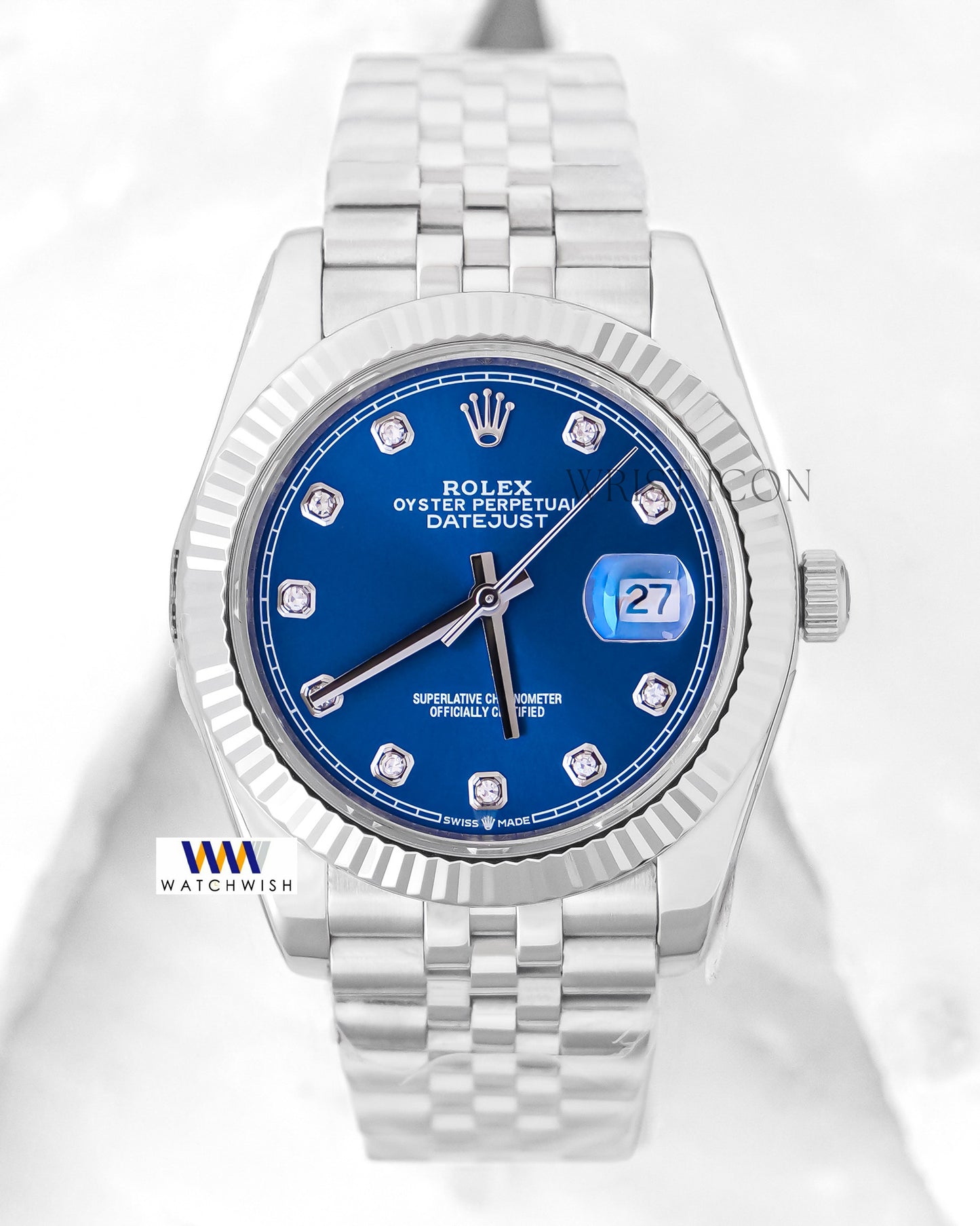 Latest Collection 41 Silver With Blue Dial & Fluted Bezel Automatic Watch Yn Factory