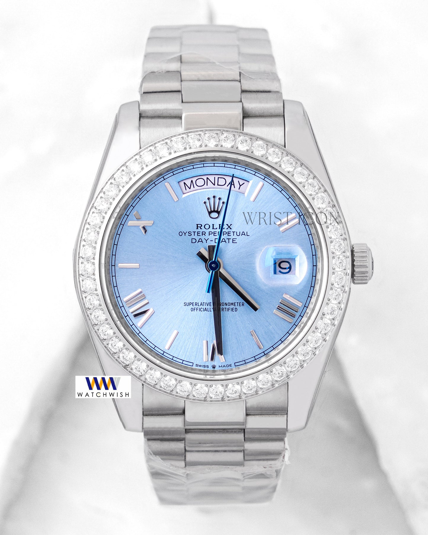 Latest Collection 40mm Silver With Blue Dial Stone Bezel Automatic Watch Yn Factory