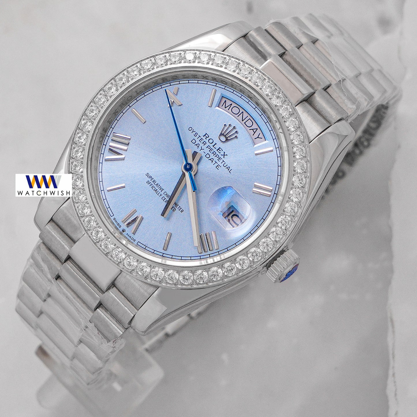 Latest Collection 40mm Silver With Blue Dial Stone Bezel Automatic Watch Yn Factory