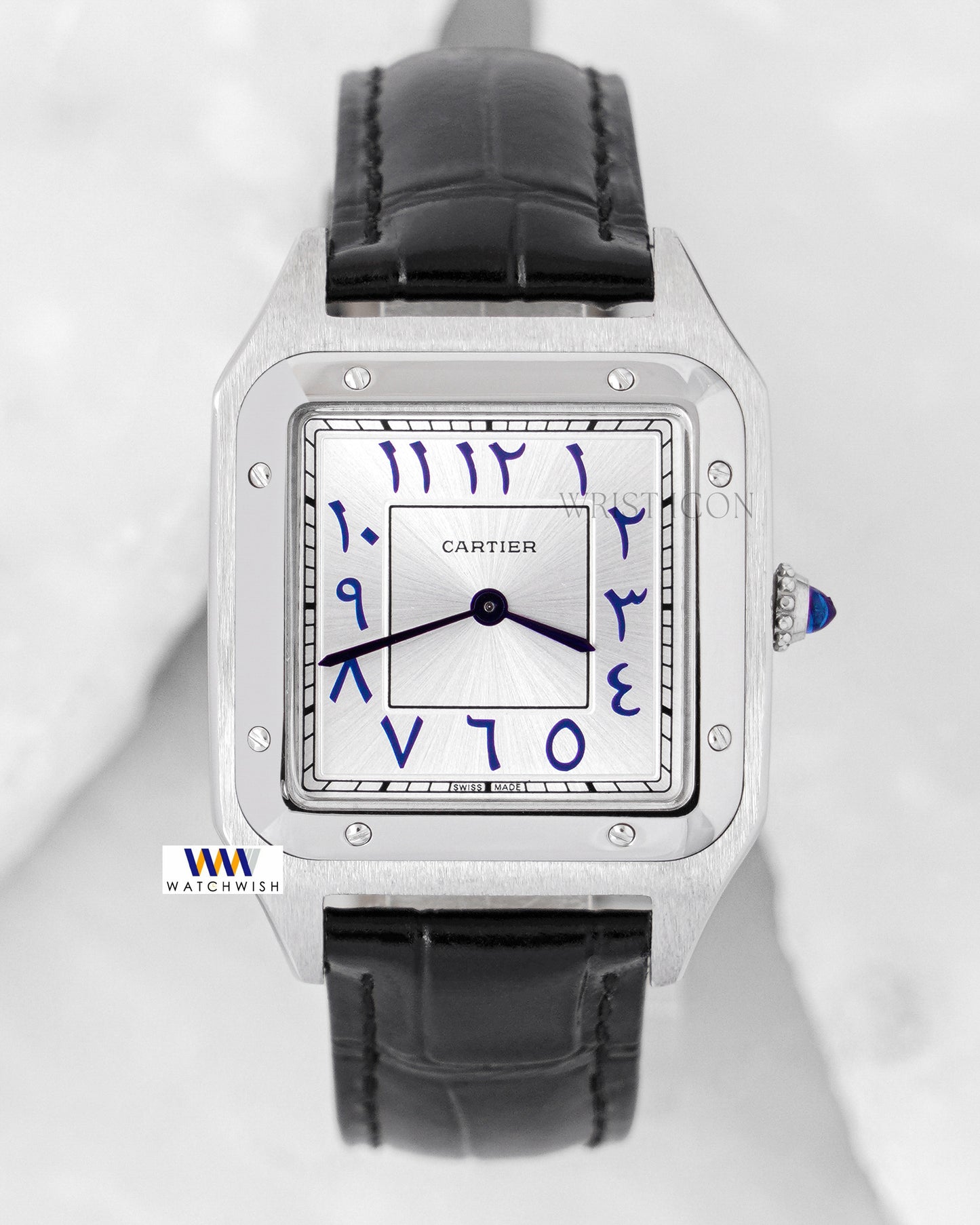 Latest Collection Silver Case With Dial & Black Leather Strap