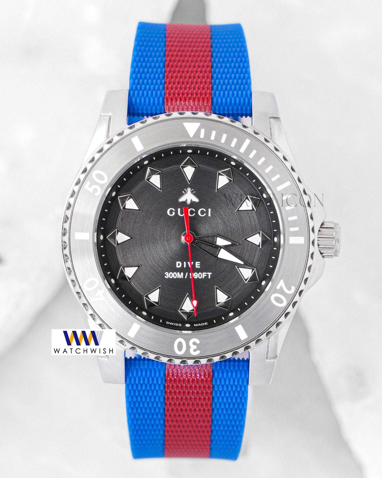 Latest Collection Silver Case With Black Dial & Blue Pvc Strap