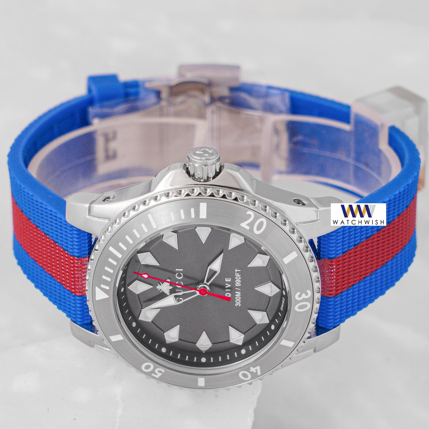 Latest Collection Silver Case With Black Dial & Blue Pvc Strap