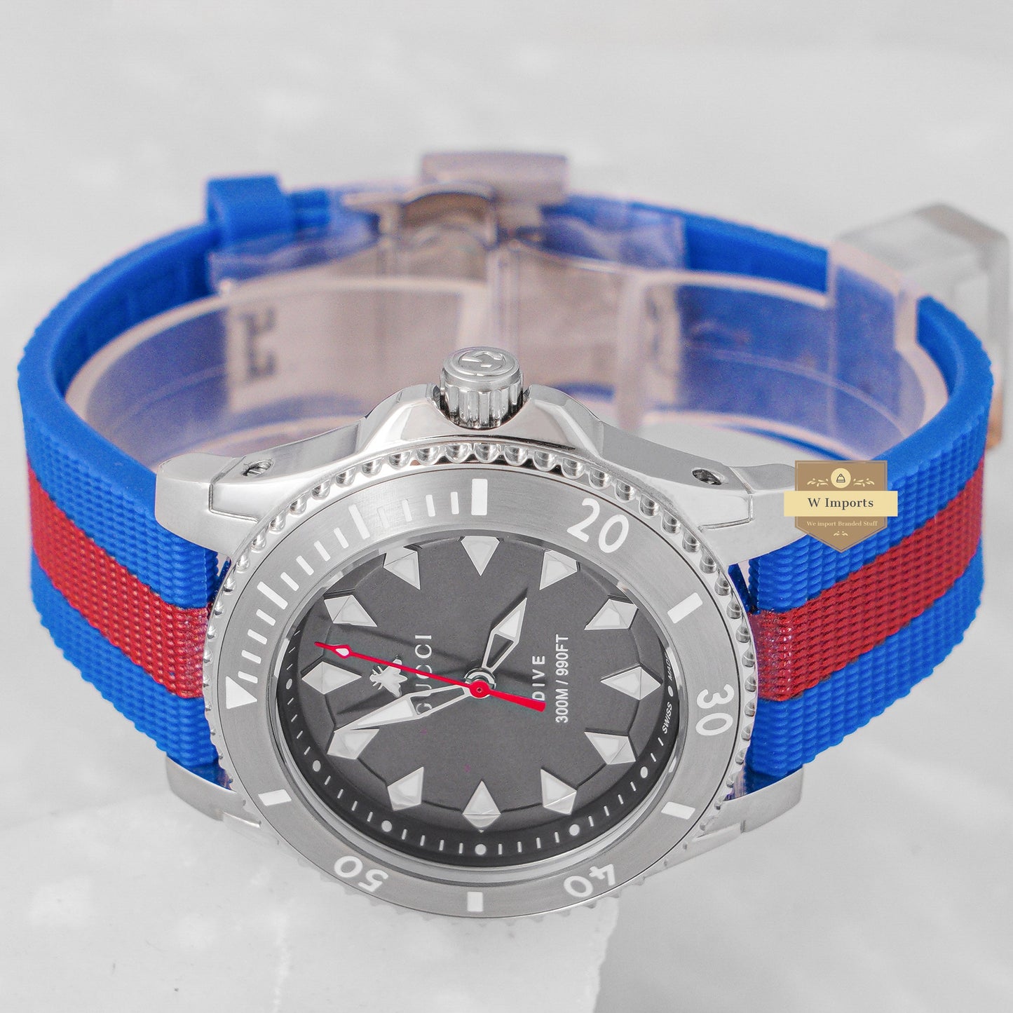 Latest Collection Silver Case With Black Dial & Blue Pvc Strap
