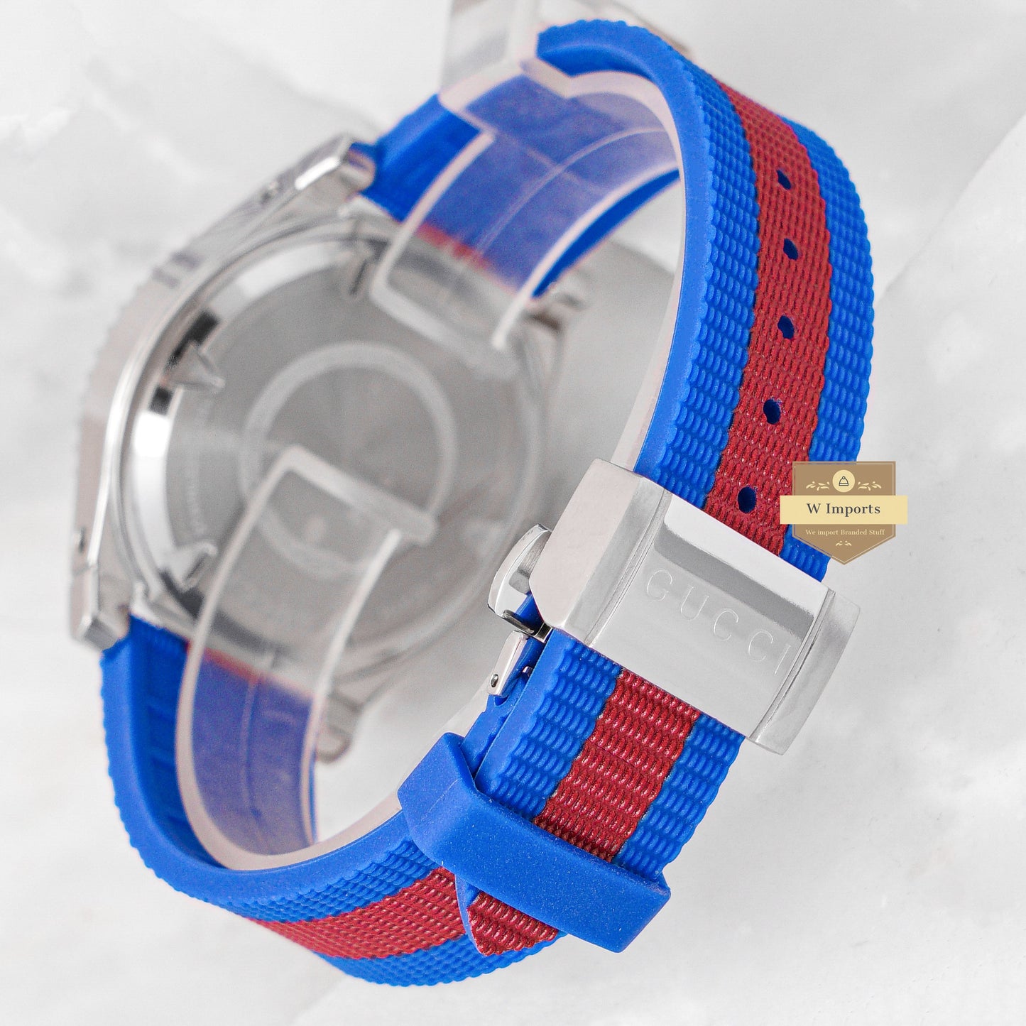 Latest Collection Silver Case With Black Dial & Blue Pvc Strap