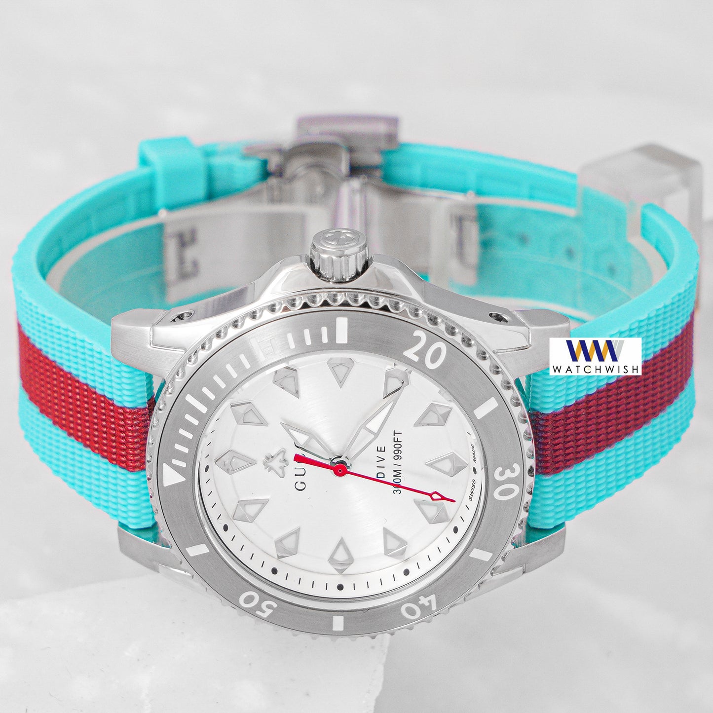 Latest Collection Silver Case With White Dial & Tiffany Blue Pvc Strap