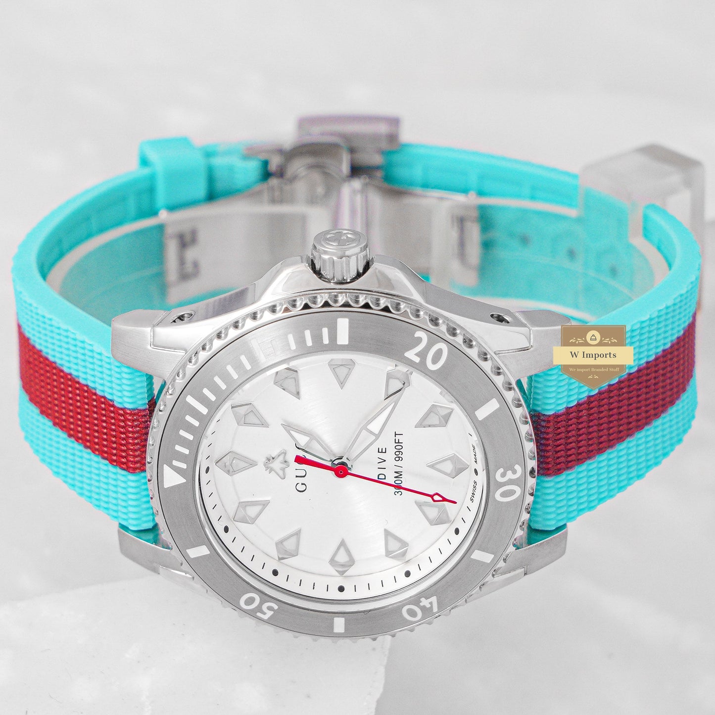 Latest Collection Silver Case With White Dial & Tiffany Blue Pvc Strap