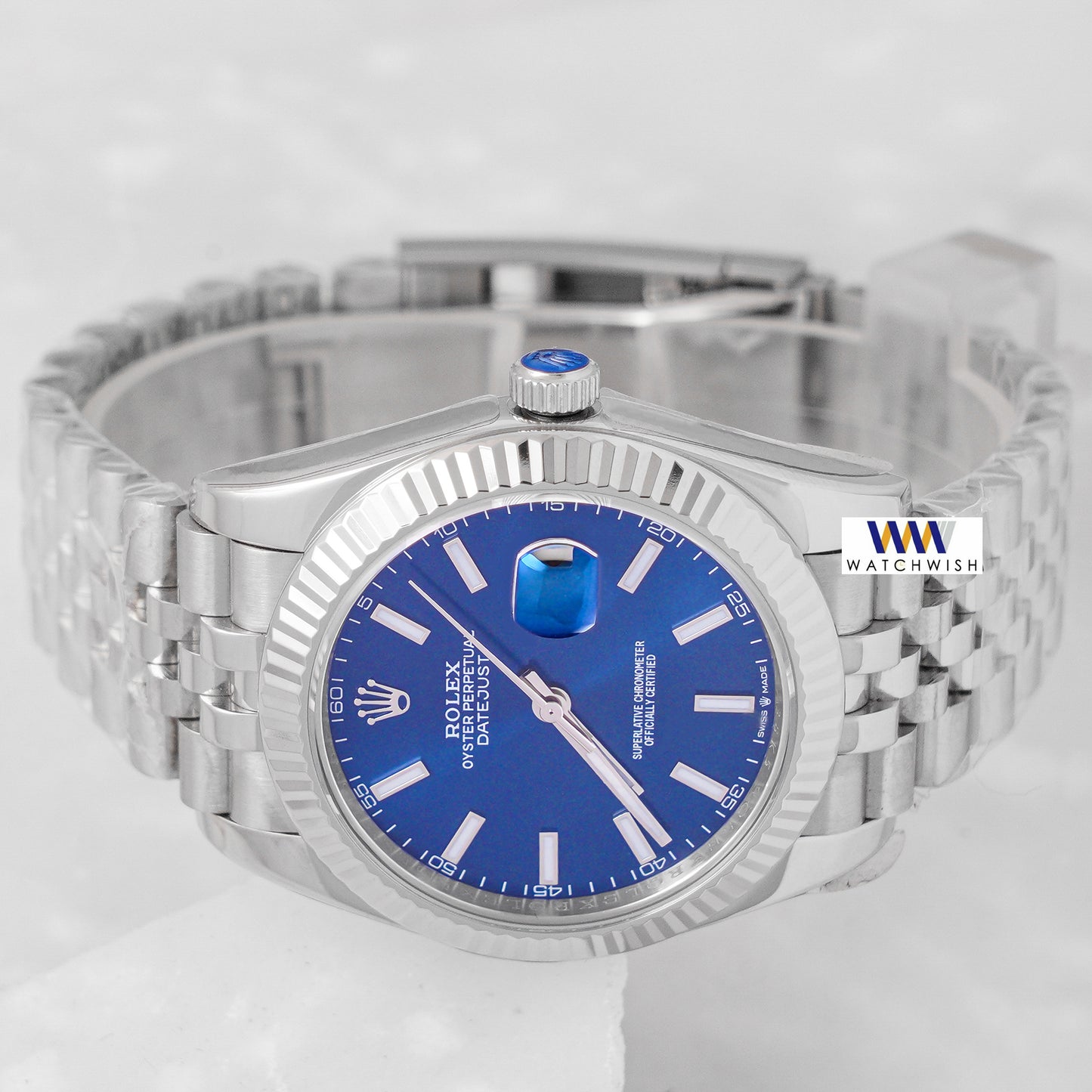 Latest Collection 41 Silver With Blue Dial & Fluted Bezel Automatic Watch YN Factory
