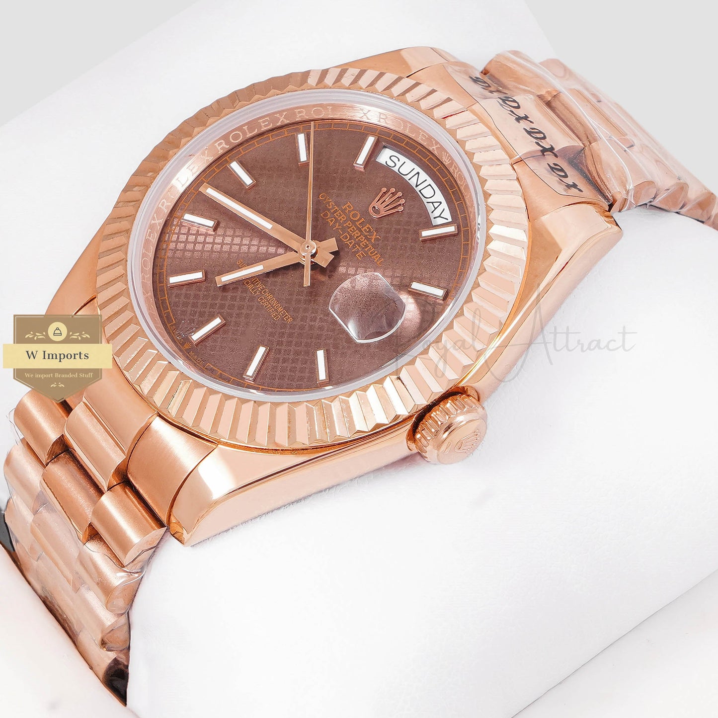 LATEST COLLECTION 40 ROSE GOLD WITH BROWN DIAL FLUTED BEZEL ZR FACTORY
