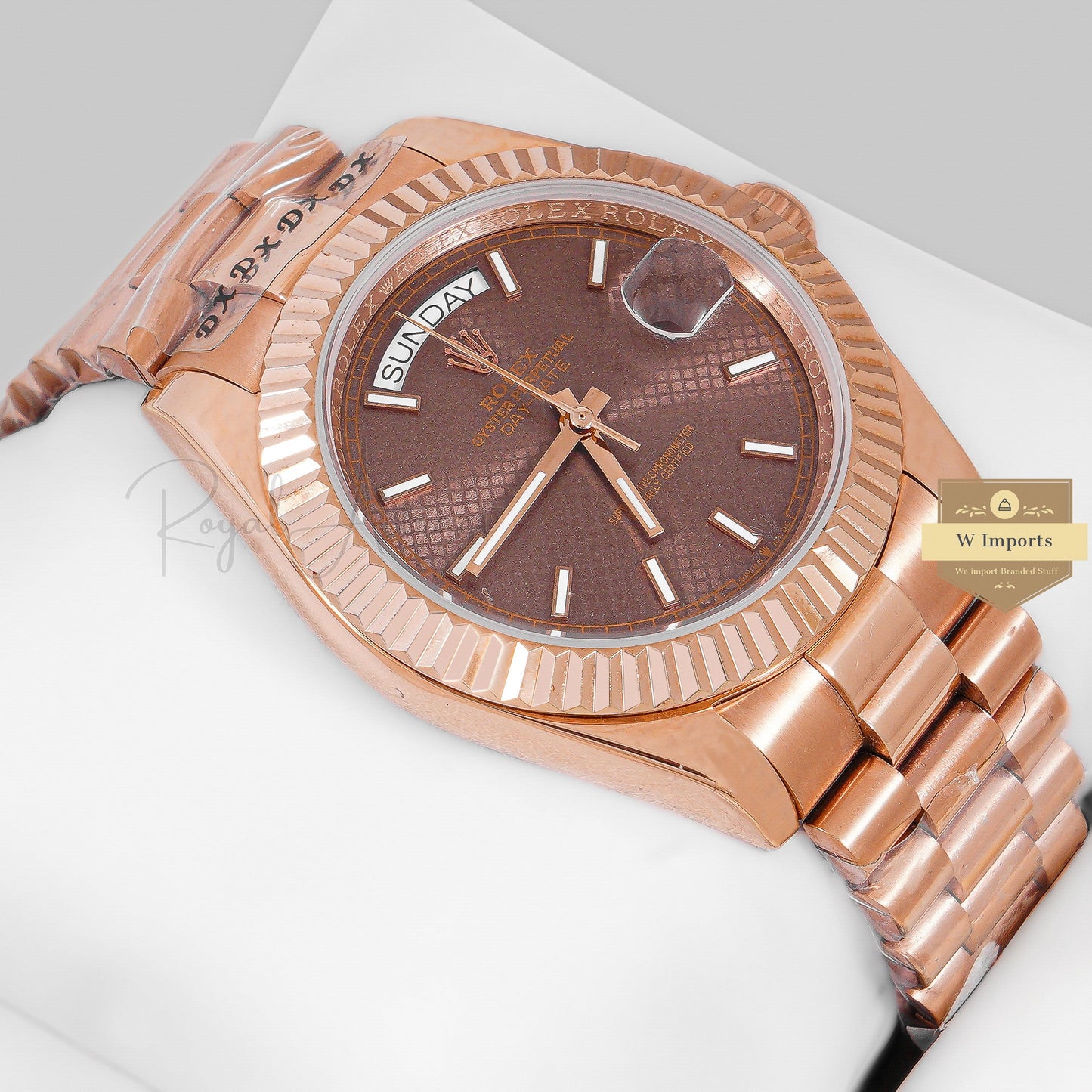 LATEST COLLECTION 40 ROSE GOLD WITH BROWN DIAL FLUTED BEZEL ZR FACTORY