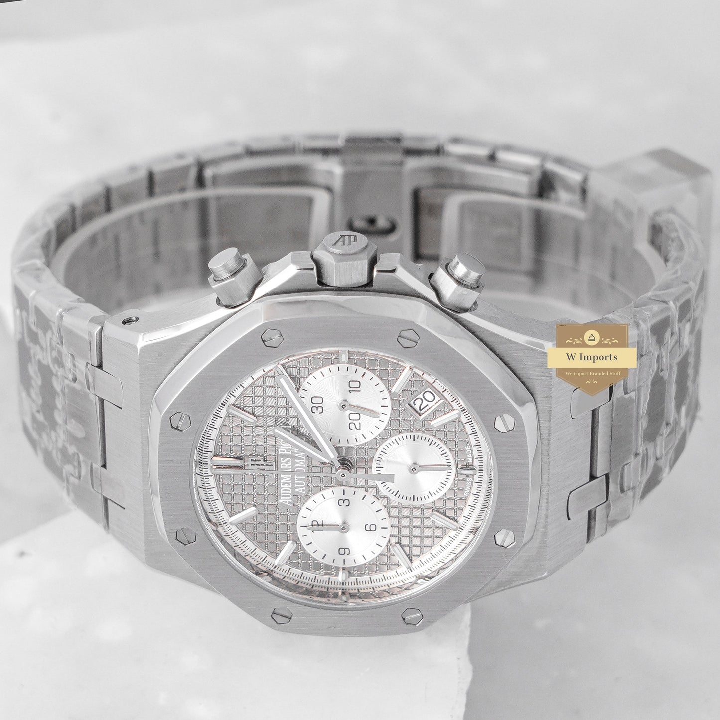 Latest Collection Chronograph All Silver With Dial Chain Watch