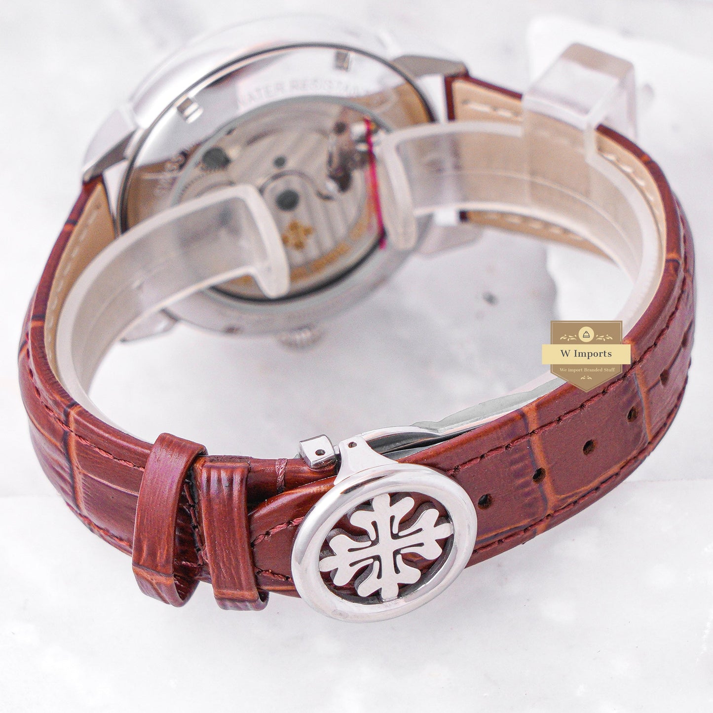 Latest Collection Tourbillon Silver Case With White Dial & Leather Strap