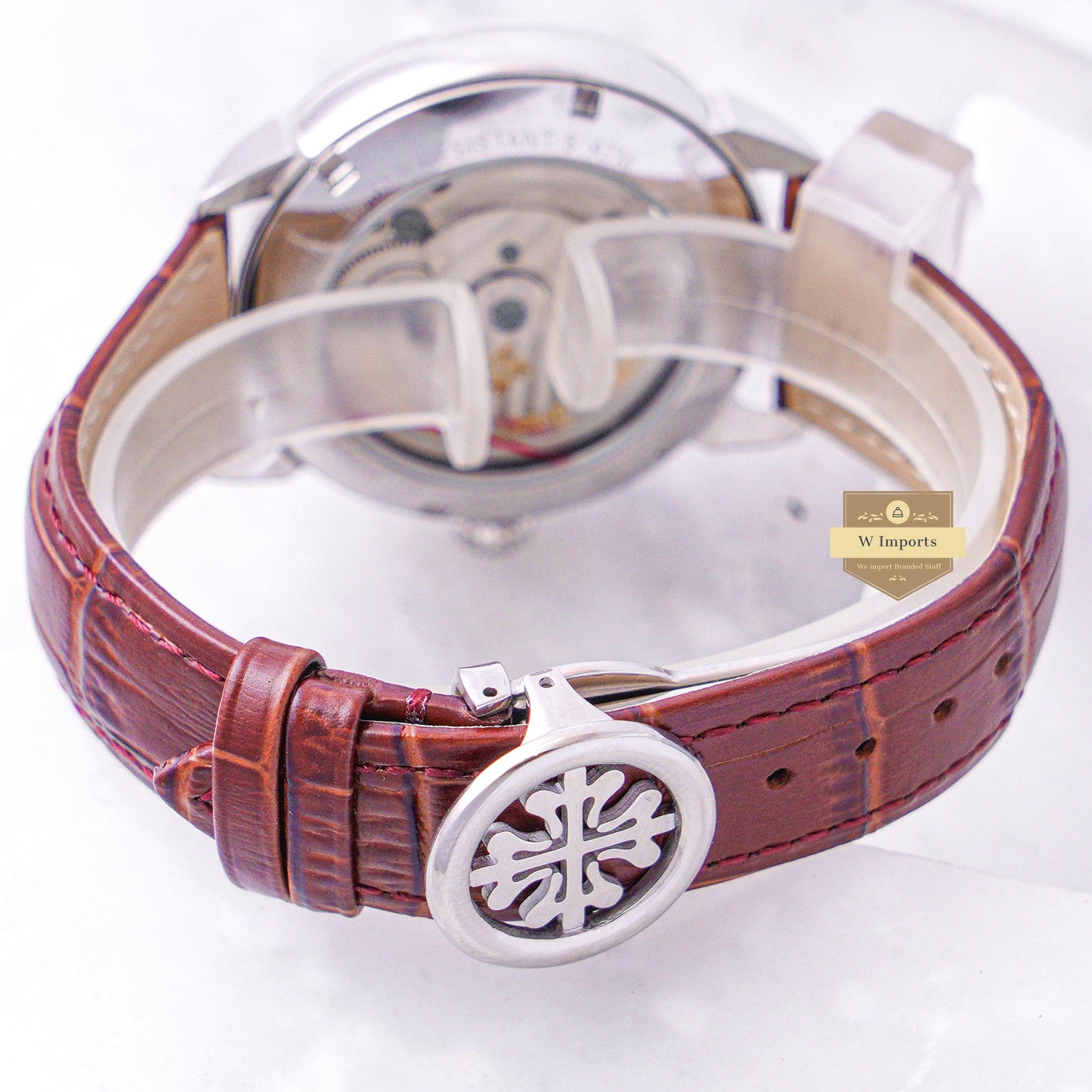 Latest Collection Tourbillon Silver Case With White Dial & Leather Strap