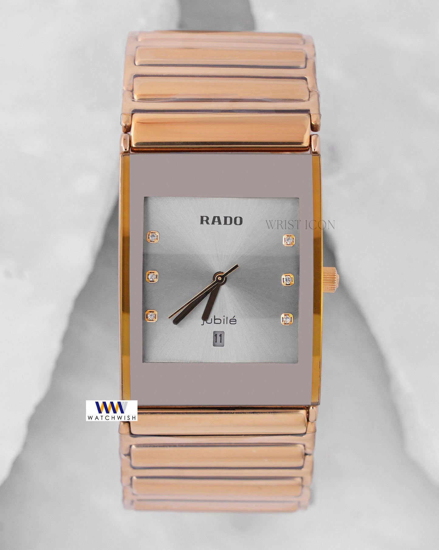 Latest Collection Square Yellow Gold With Gray Dial Chain Watch