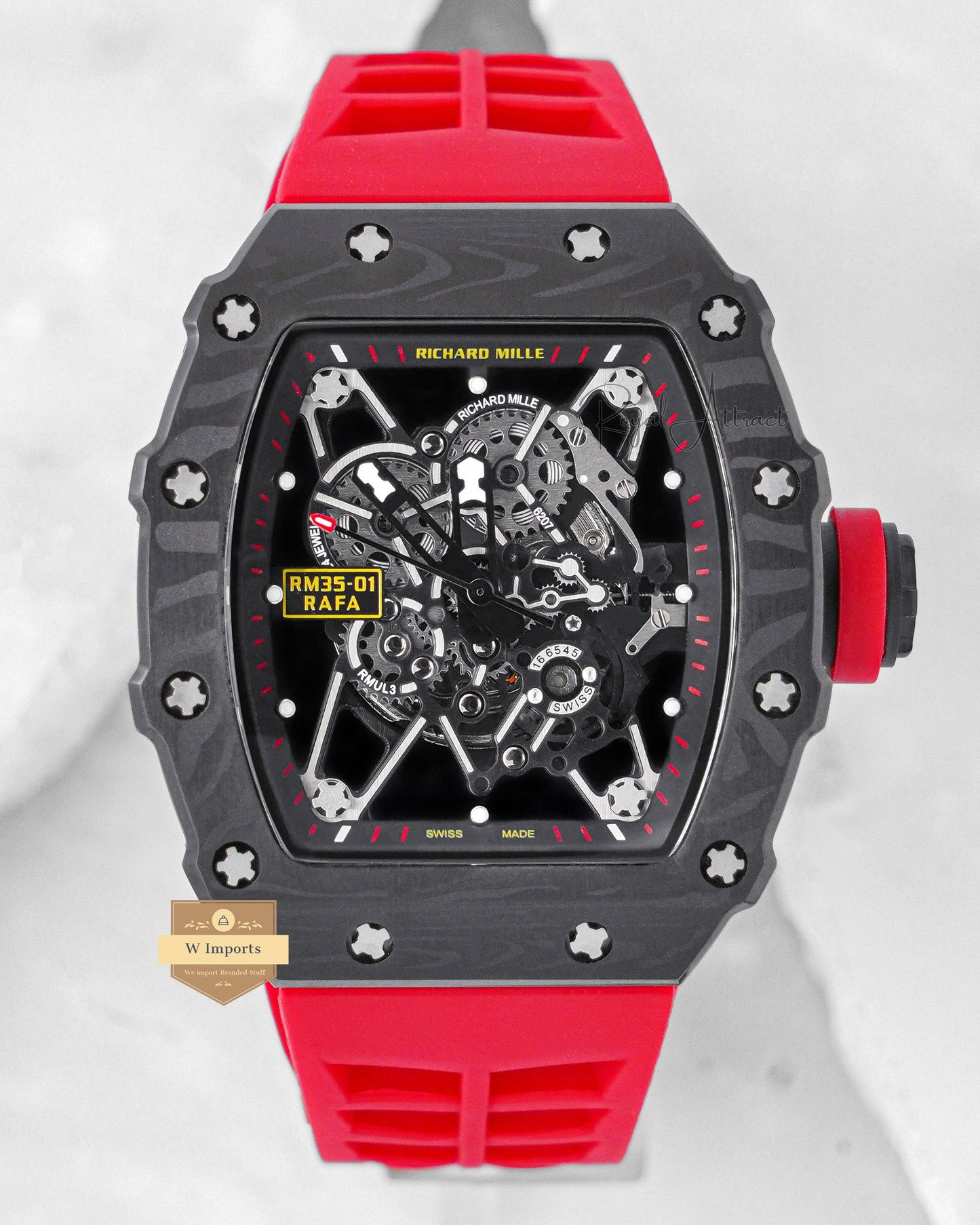 Latest Collection Black Case With Skeleton Dial & Red Rubber Strap Automatic Watch