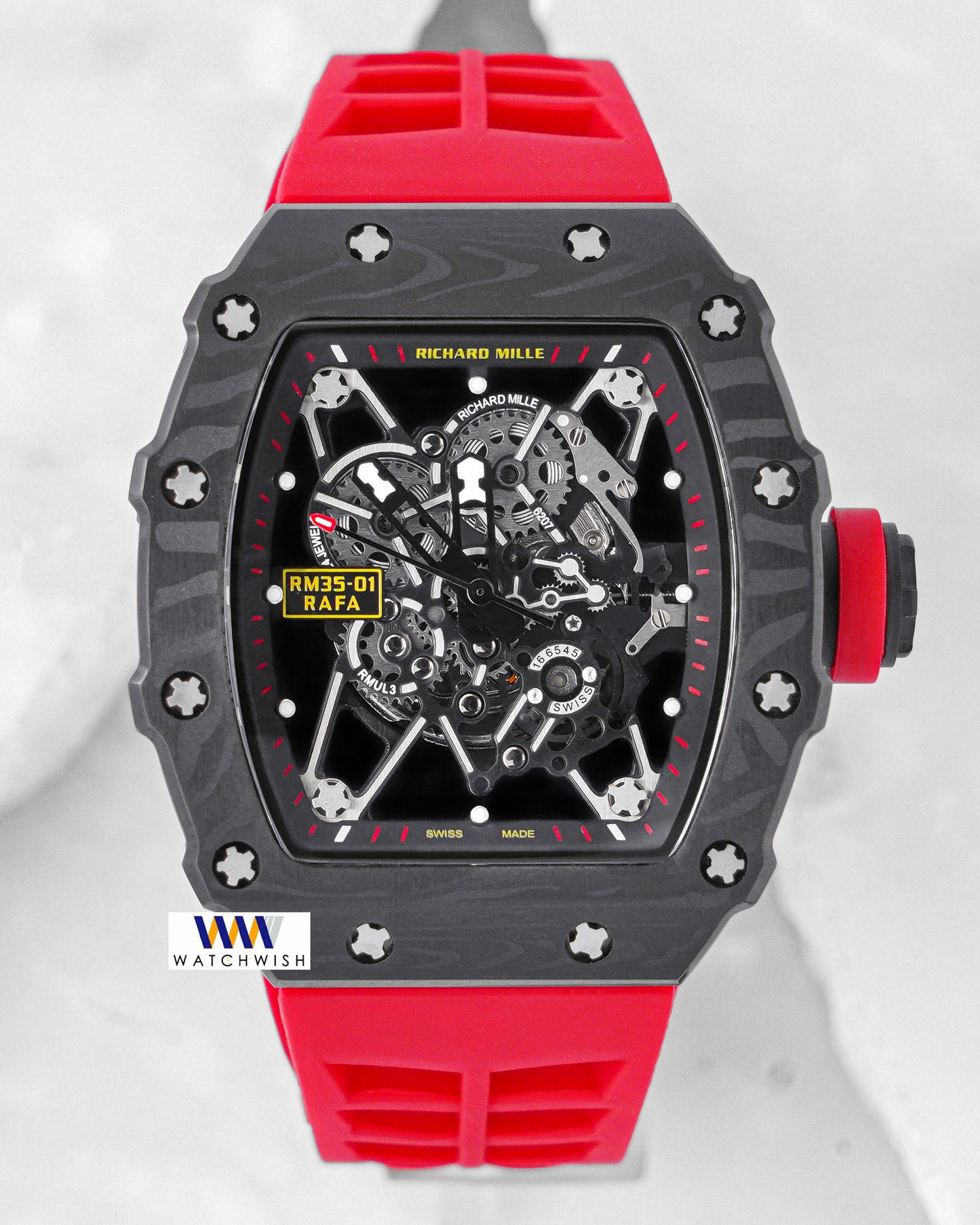 Latest Collection Black Case With Skeleton Dial & Red Rubber Strap Automatic Watch