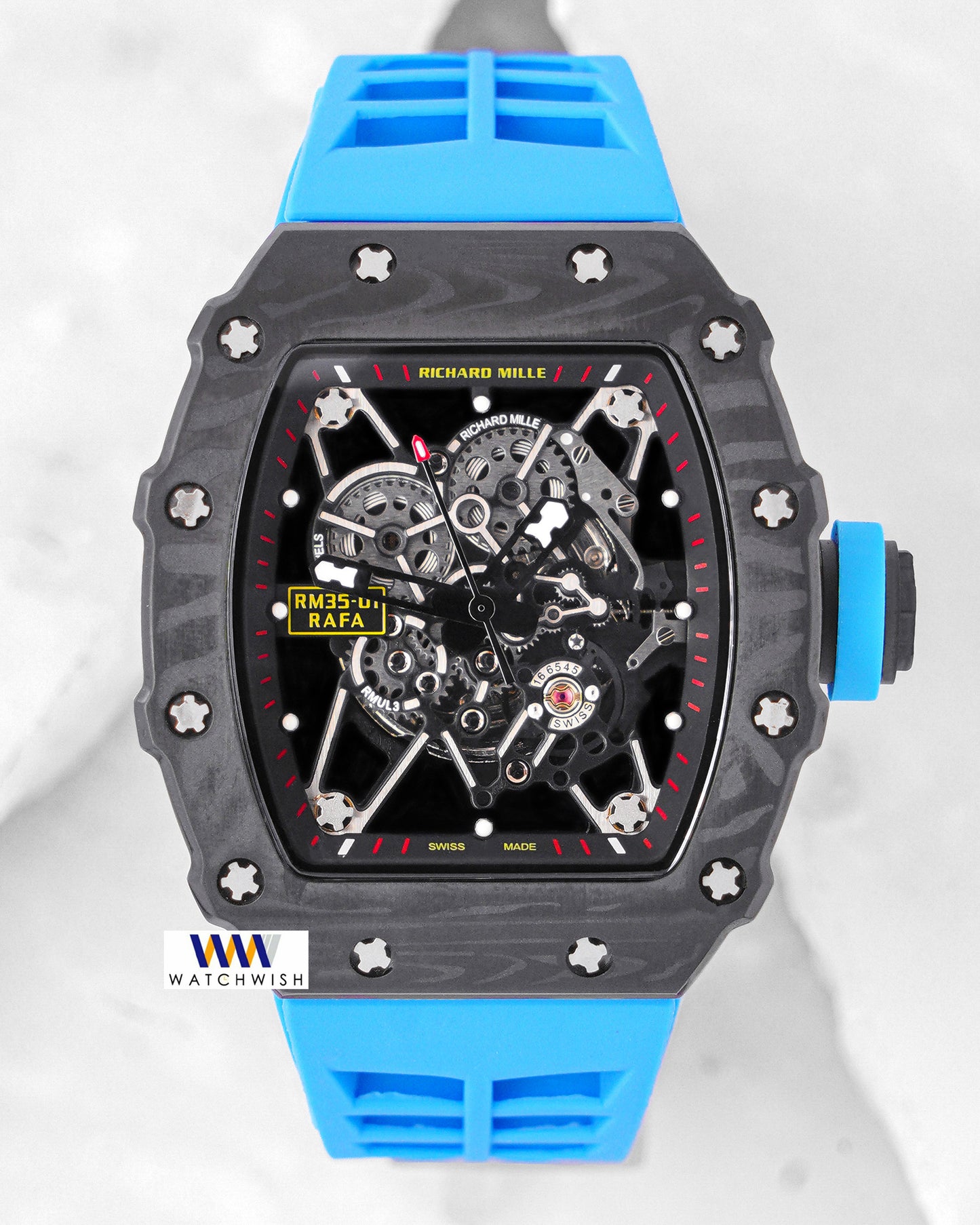 Latest Collection Black Case With Skeleton Dial & Blue Rubber Strap Automatic Watch