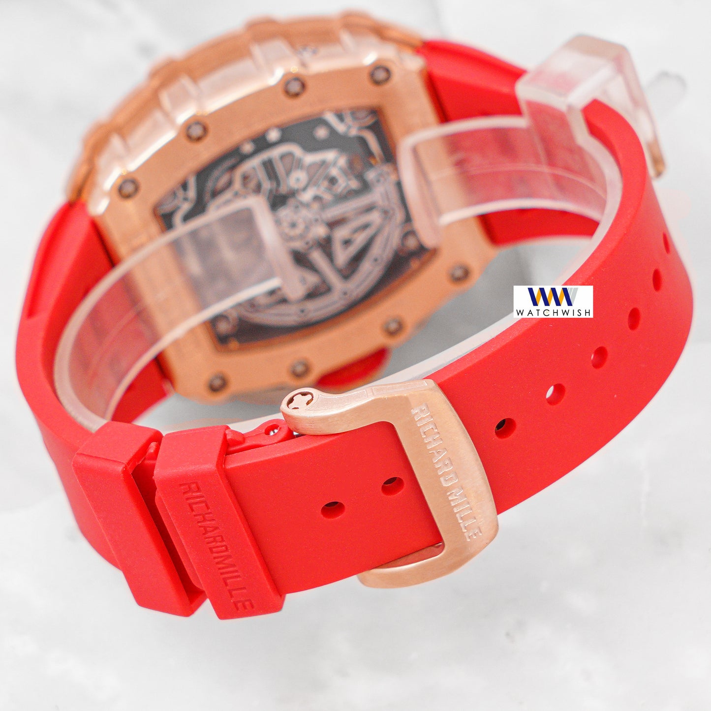 Latest Collection Chronograph Rose Gold With Red Rubber Strap Automatic Watch