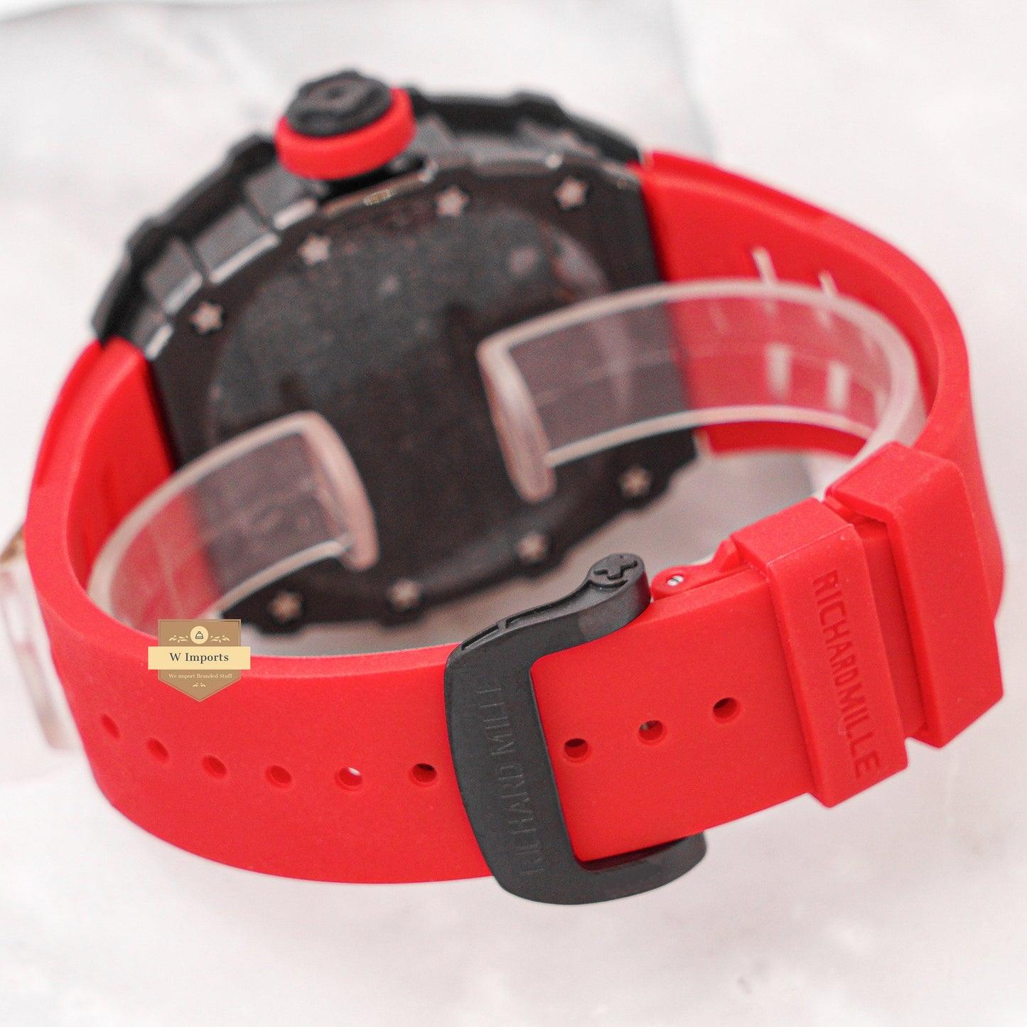 Latest Collection Black Case With Skeleton Dial & Red Rubber Strap Automatic Watch