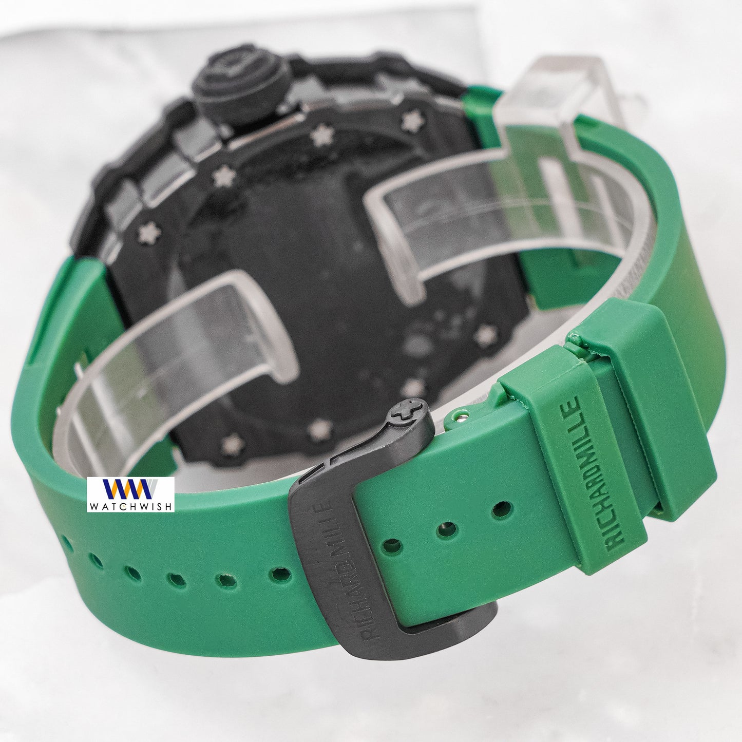 Latest Collection Black Case With Skeleton Dial & Green Rubber Strap Automatic Watch