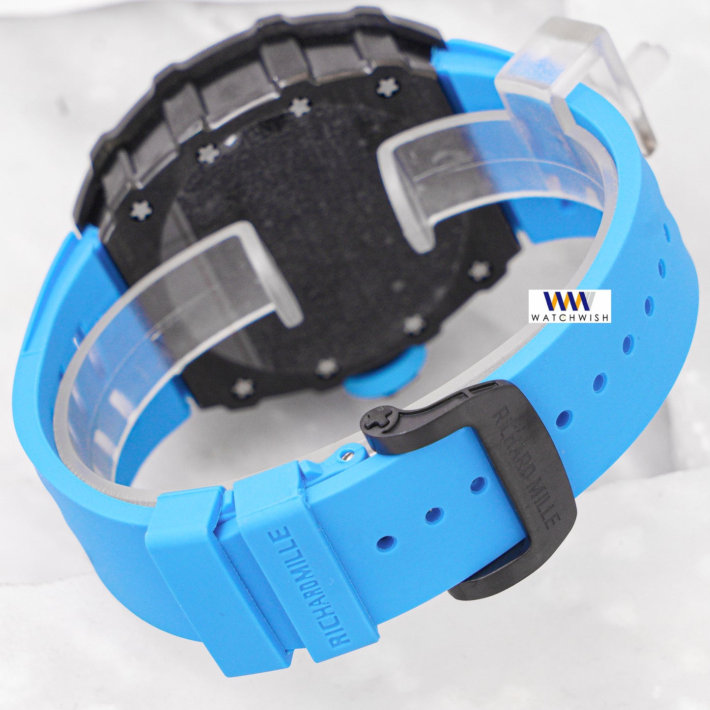 Latest Collection Black Case With Skeleton Dial & Blue Rubber Strap Automatic Watch