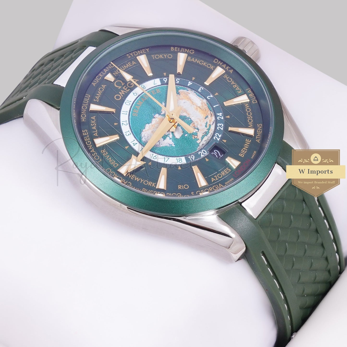 LATEST COLLECTION SILVER CASE WITH GREEN DIAL & RUBBER STRAP