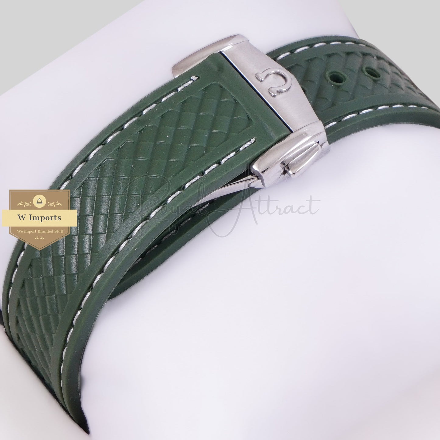 LATEST COLLECTION SILVER CASE WITH GREEN DIAL & RUBBER STRAP