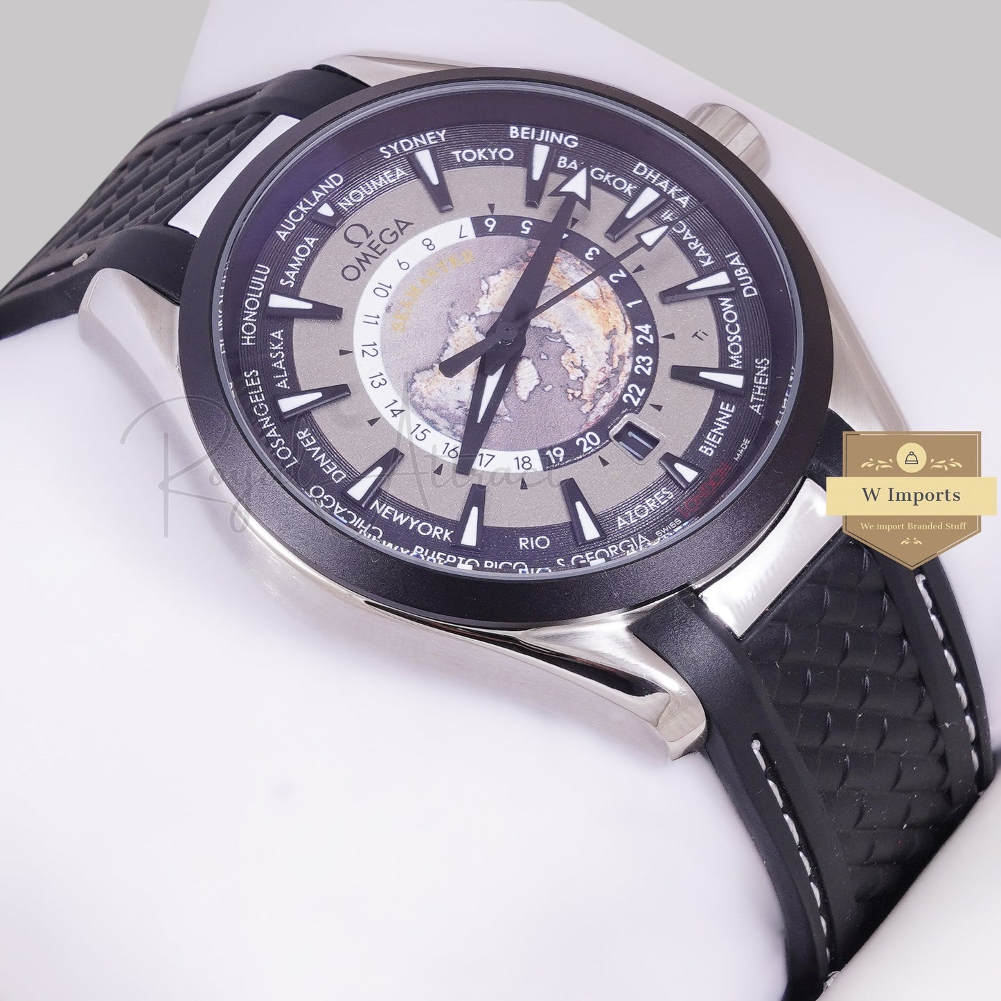 LATEST COLLECTION SILVER CASE WITH GREY DIAL & BLACK RUBBER STRAP