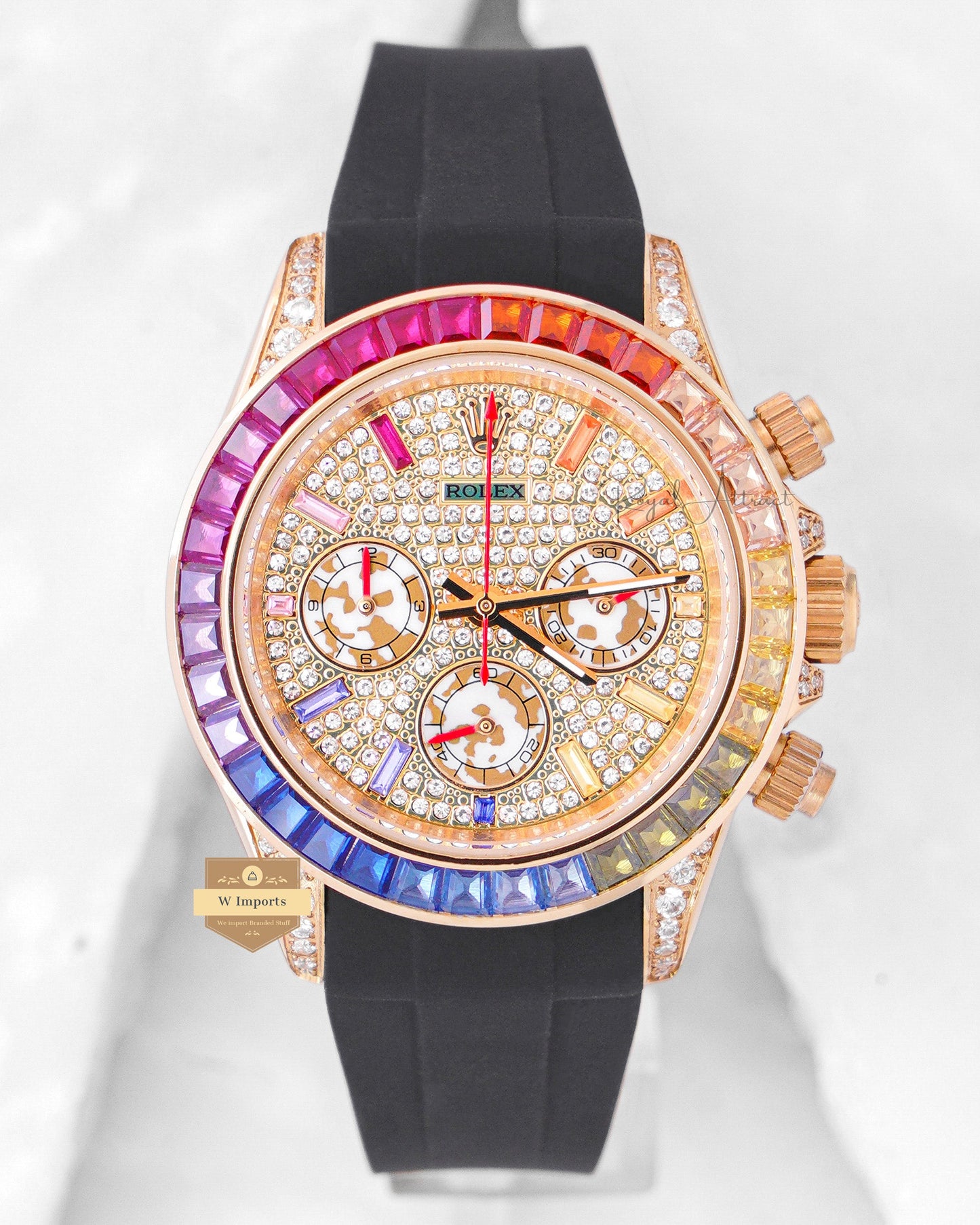 LATEST COLLECTION CHRONOGRAPH 40 YELLOW GOLD CASE WITH RAINBOW STONE BEZEL ZR FACTORY