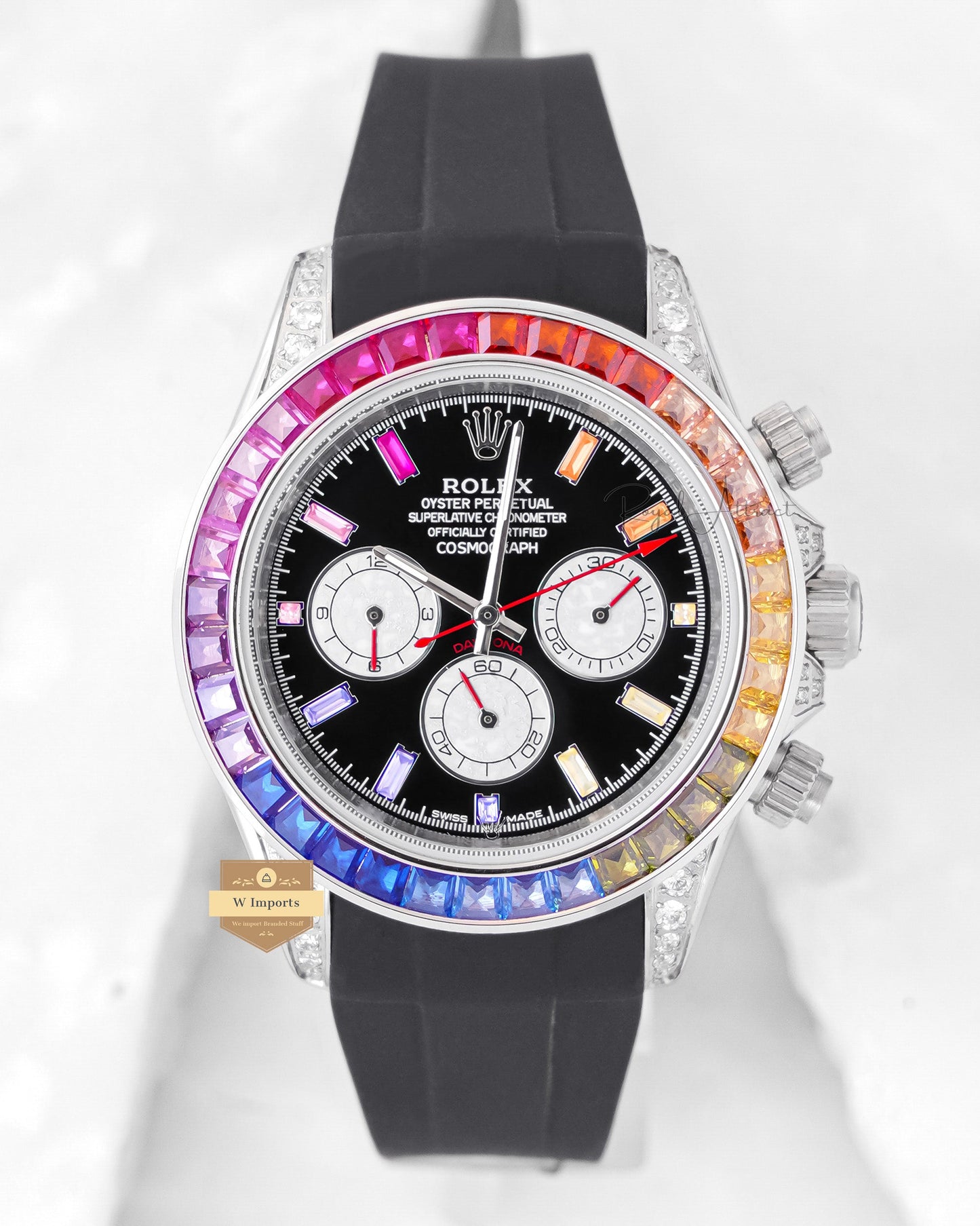 New Arrival Chronograph 40 Silver Case With Black Dial Rainbow Stone Bezel Zr Factory