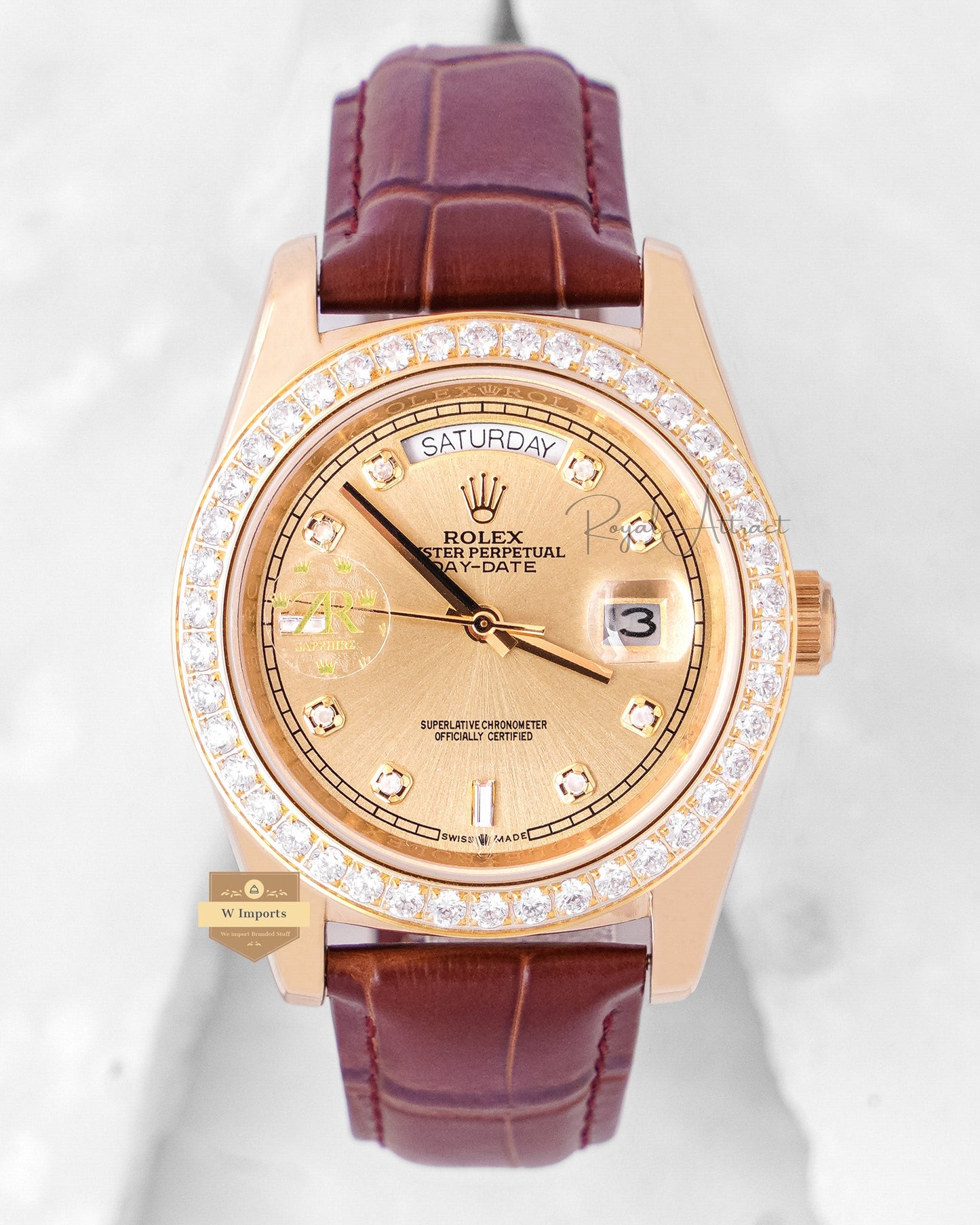 Latest Collection 40 Yellow Gold Case With Dial & Brown Leather Strap Automatic Watch Zr Factory