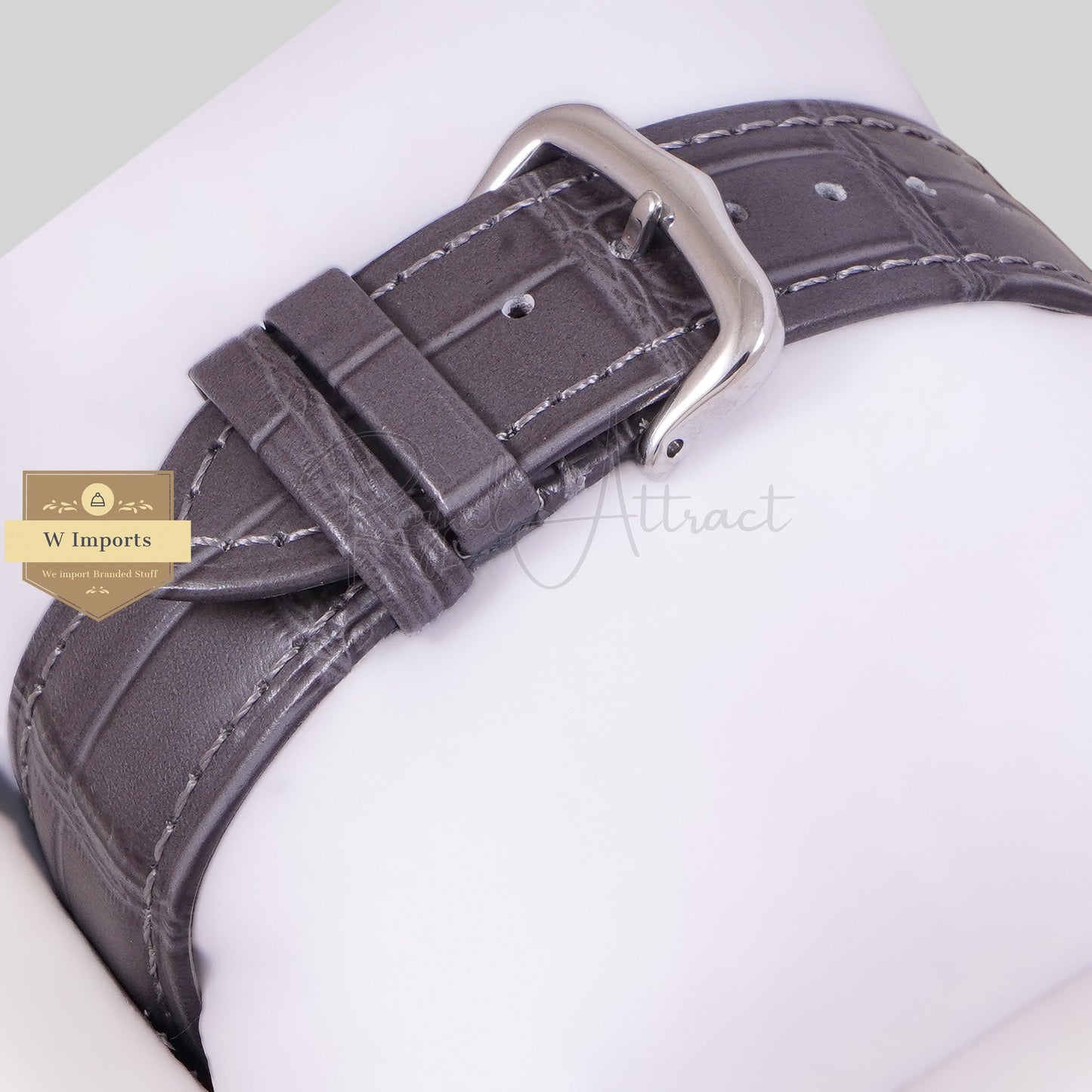 LATEST COLLECTION SILVER CASE WITH DIAL GOLD BEZEL AND LEATHER STRAP