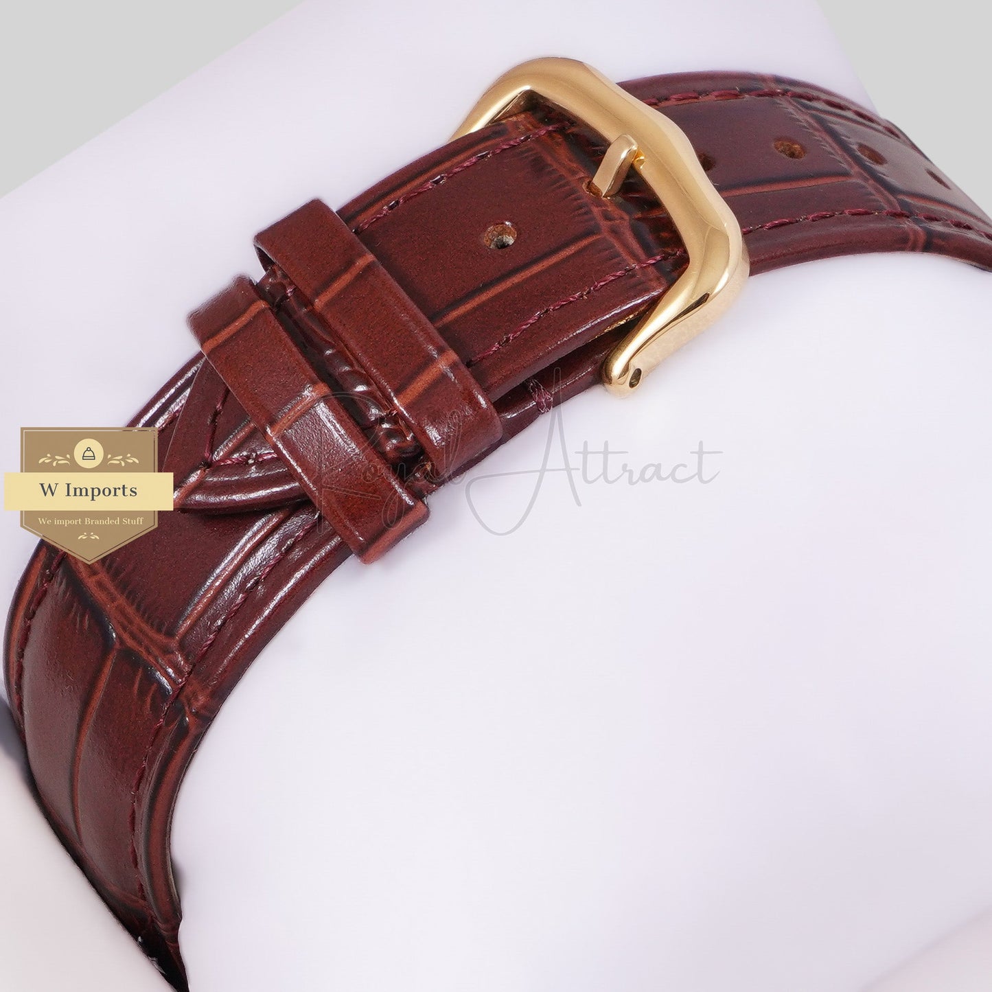 LATEST COLLECTION YELLOW GOLD CASE WITH SILVER DIAL & LEATHER STRAP
