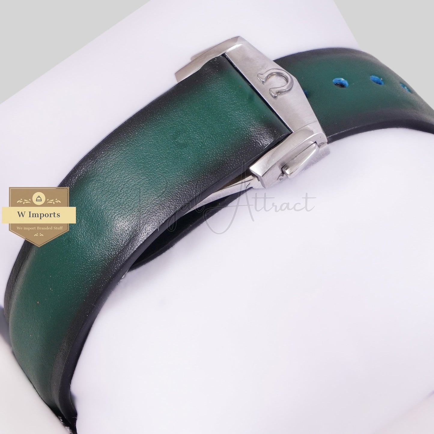 Latest Collection Chronograph Silver Case With Green Dial And Leather Strap Watch