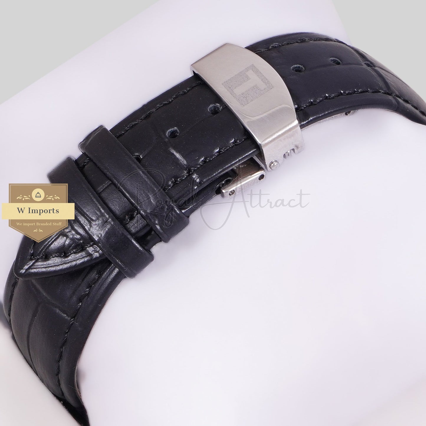 LATEST COLLECTION SILVER CASE WITH BLACK DIAL & LEATHER STRAP