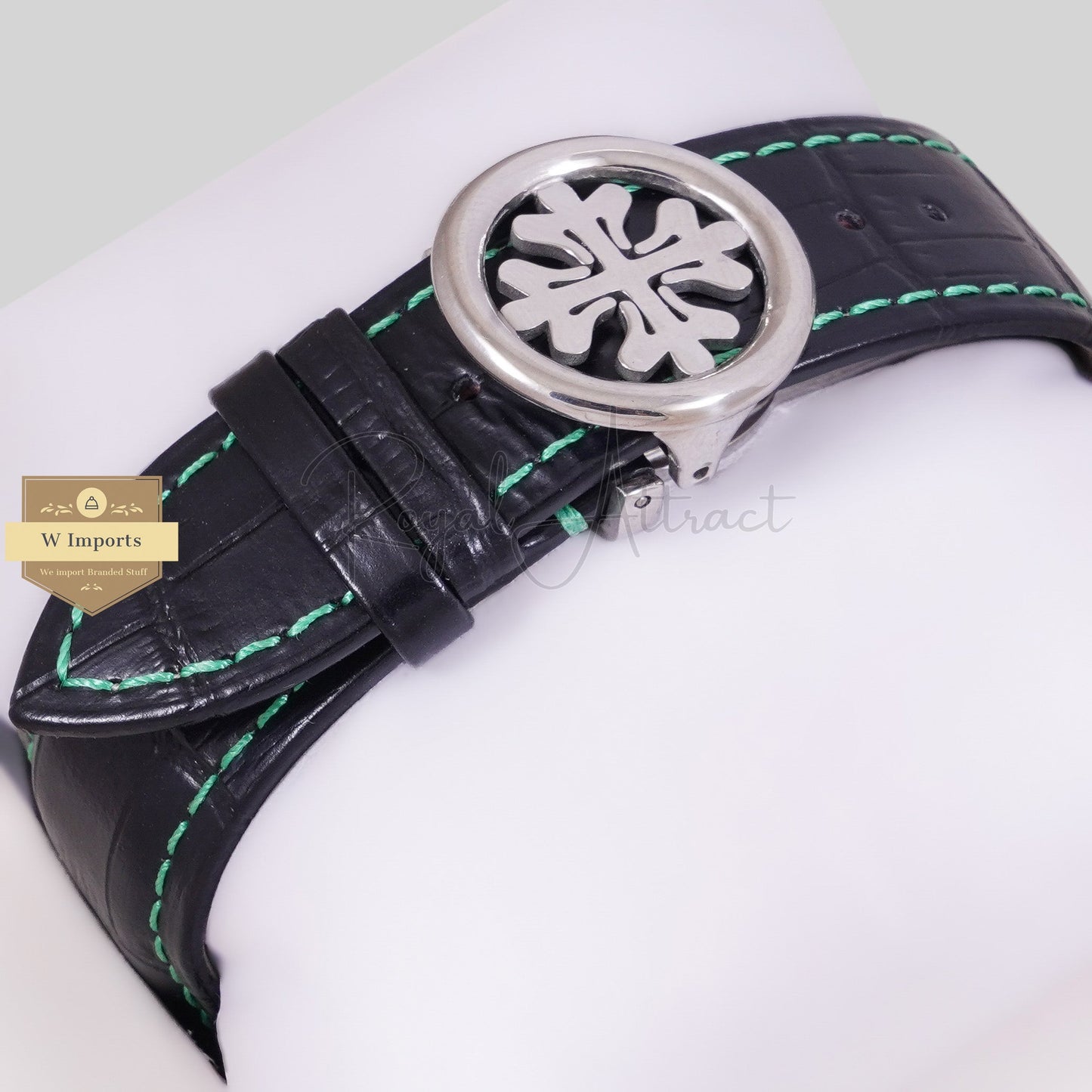 LATEST COLLECTION CHRONOGRAPH SILVER CASE WITH SEA GREEN DIAL & BLACK LEATHER STRAP