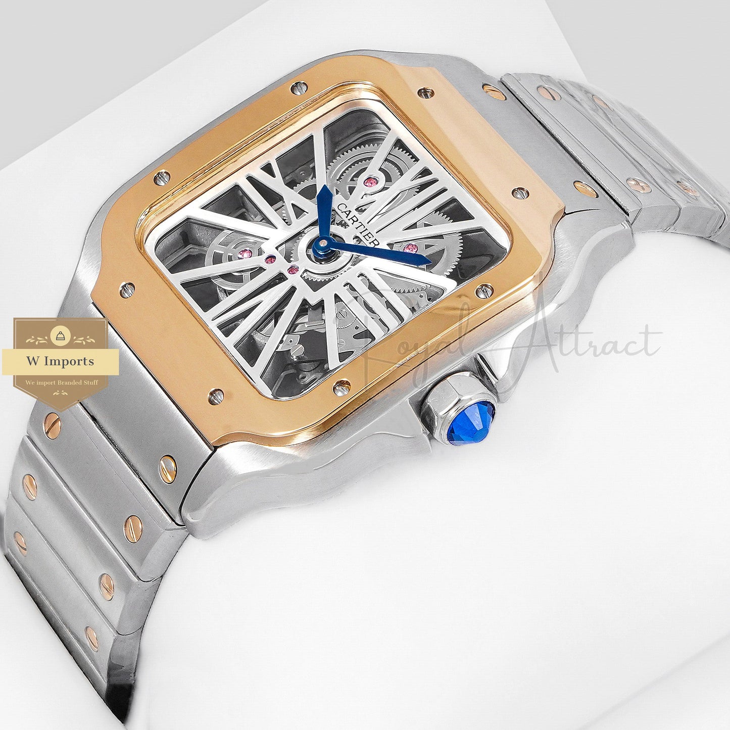 LATEST COLLECTION TWO TONE GOLD WITH WHITE SKELETON DIAL AUTOMATIC WATCH