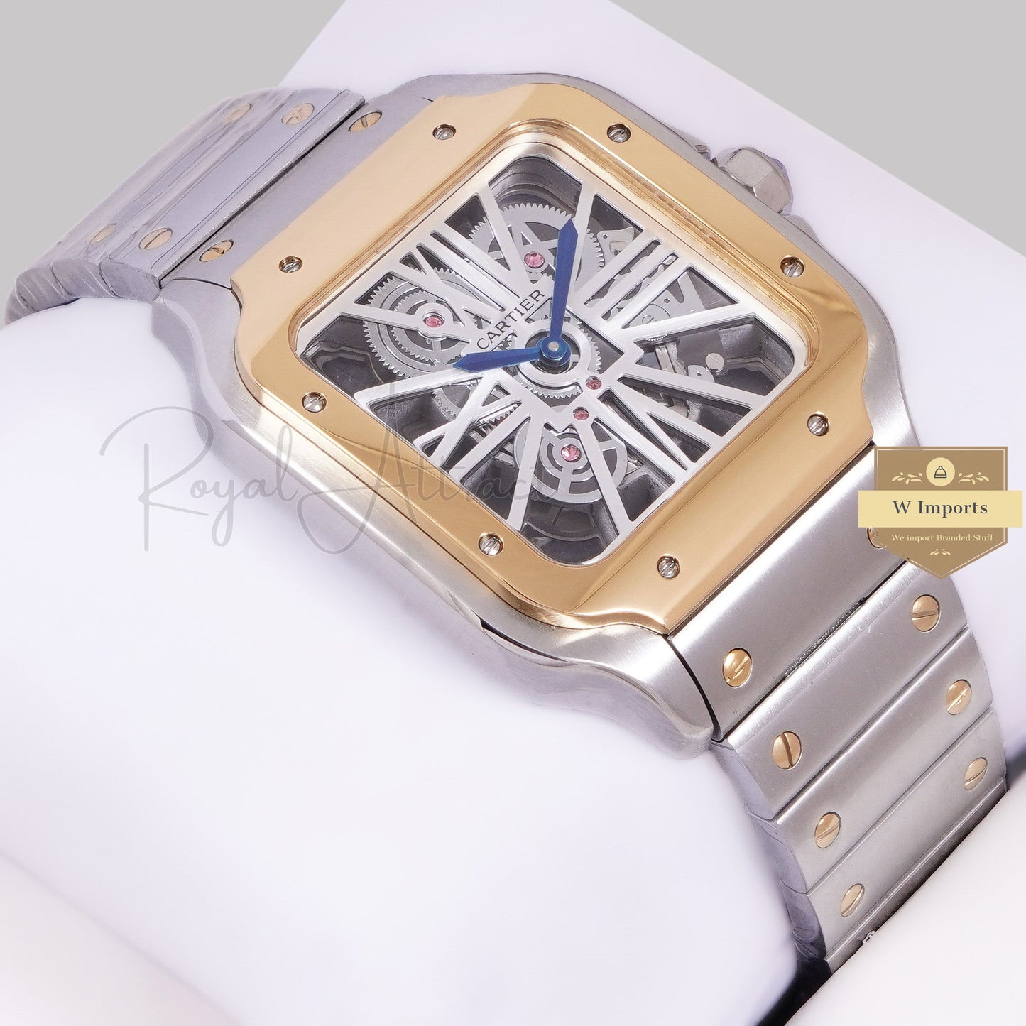 LATEST COLLECTION TWO TONE GOLD WITH WHITE SKELETON DIAL AUTOMATIC WATCH