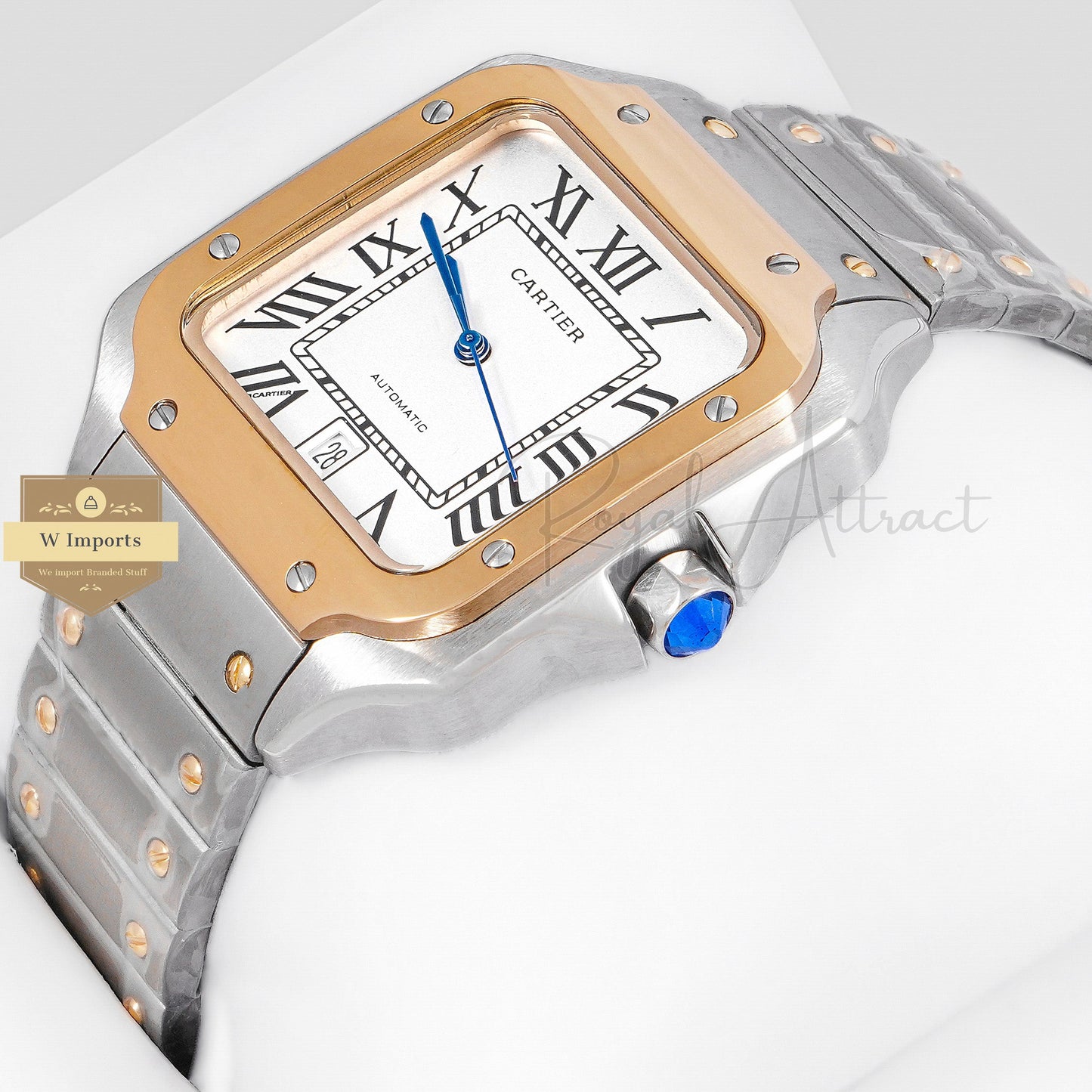 LATEST COLLECTION TWO TONE YELLOW GOLD WITH WHITE DIAL AUTOMATIC WATCH