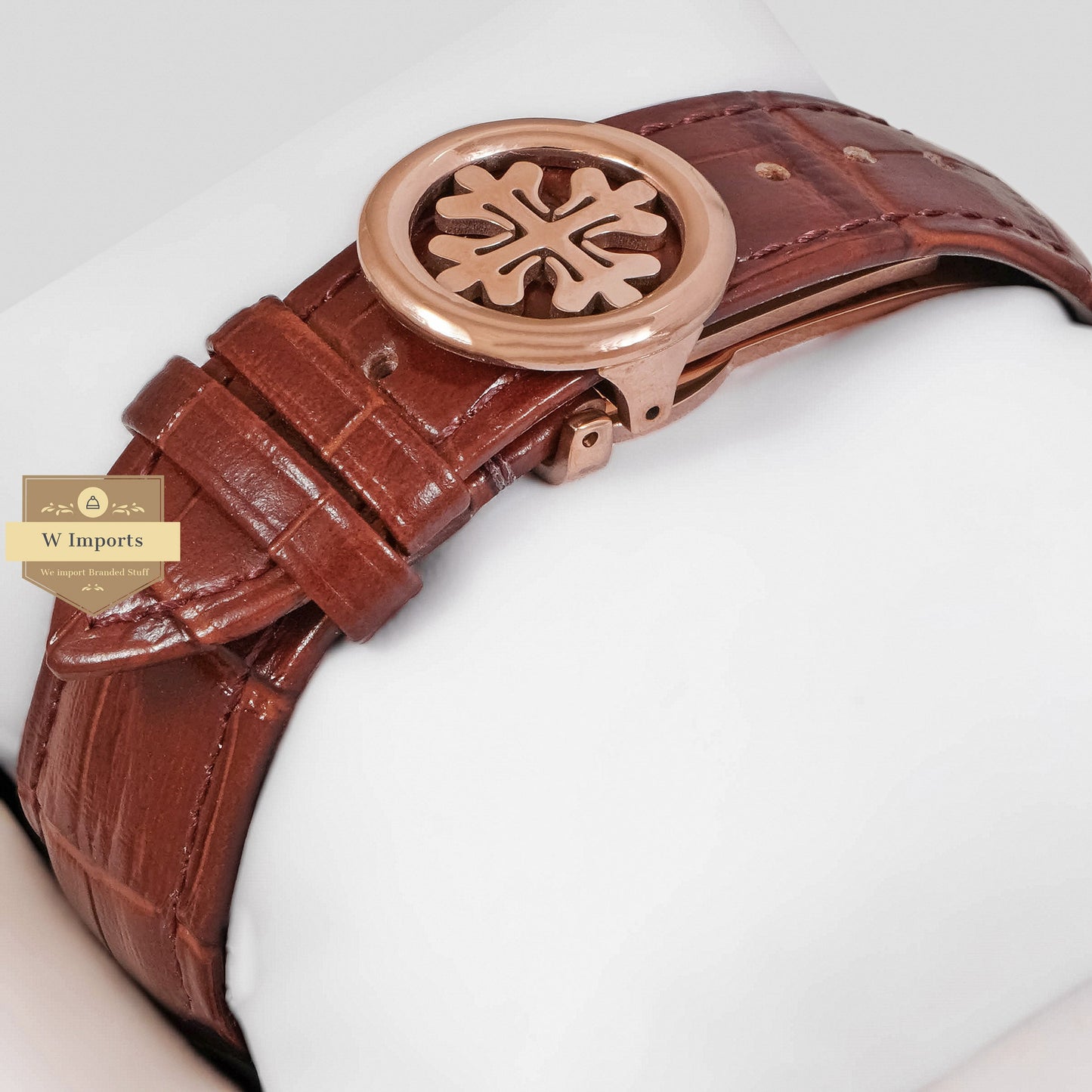 LATEST COLLECTION CHRONOGRAPH ROSE GOLD CASE WITH SILVER DIAL & LEATHER STRAP