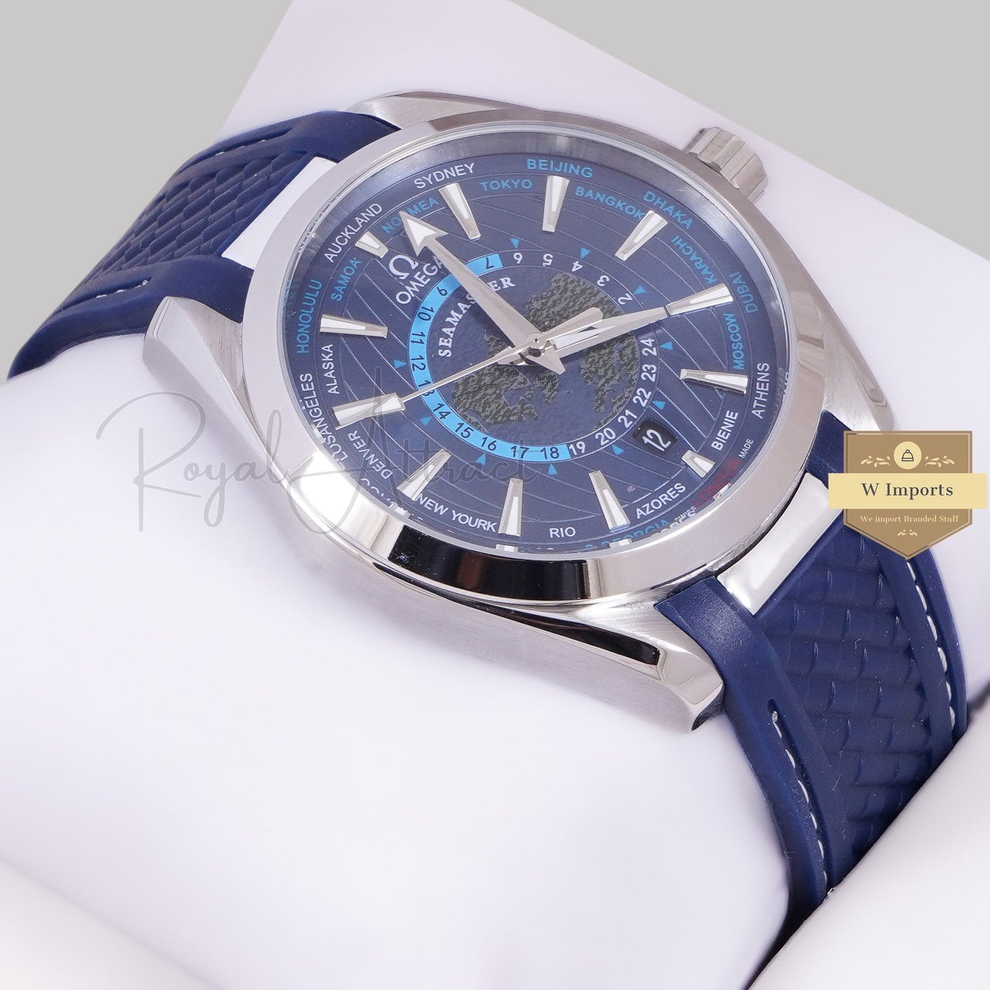 LATEST COLLECTION SILVER CASE WITH BLUE DIAL & RUBBER STRAP