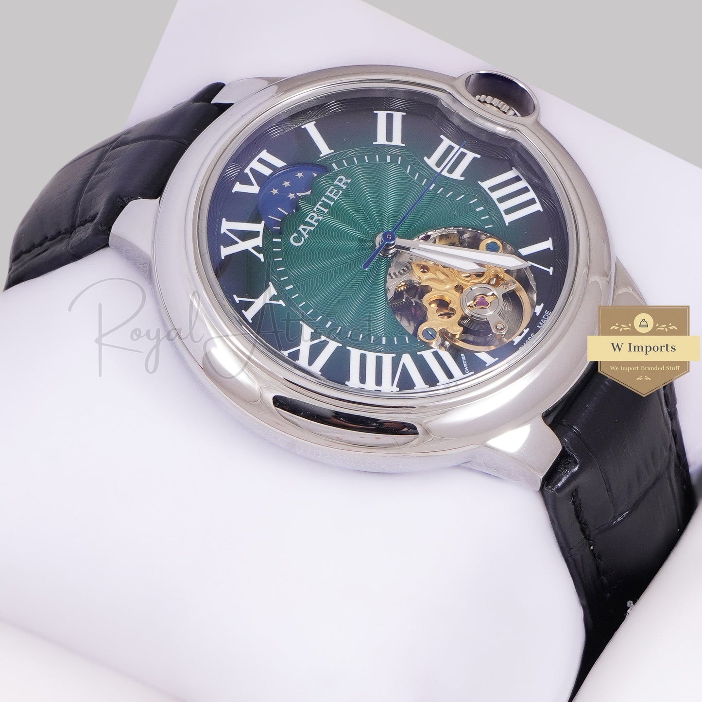 Latest Collection Ballon Bleu Tourbillon Silver Case With Black Leather Strap