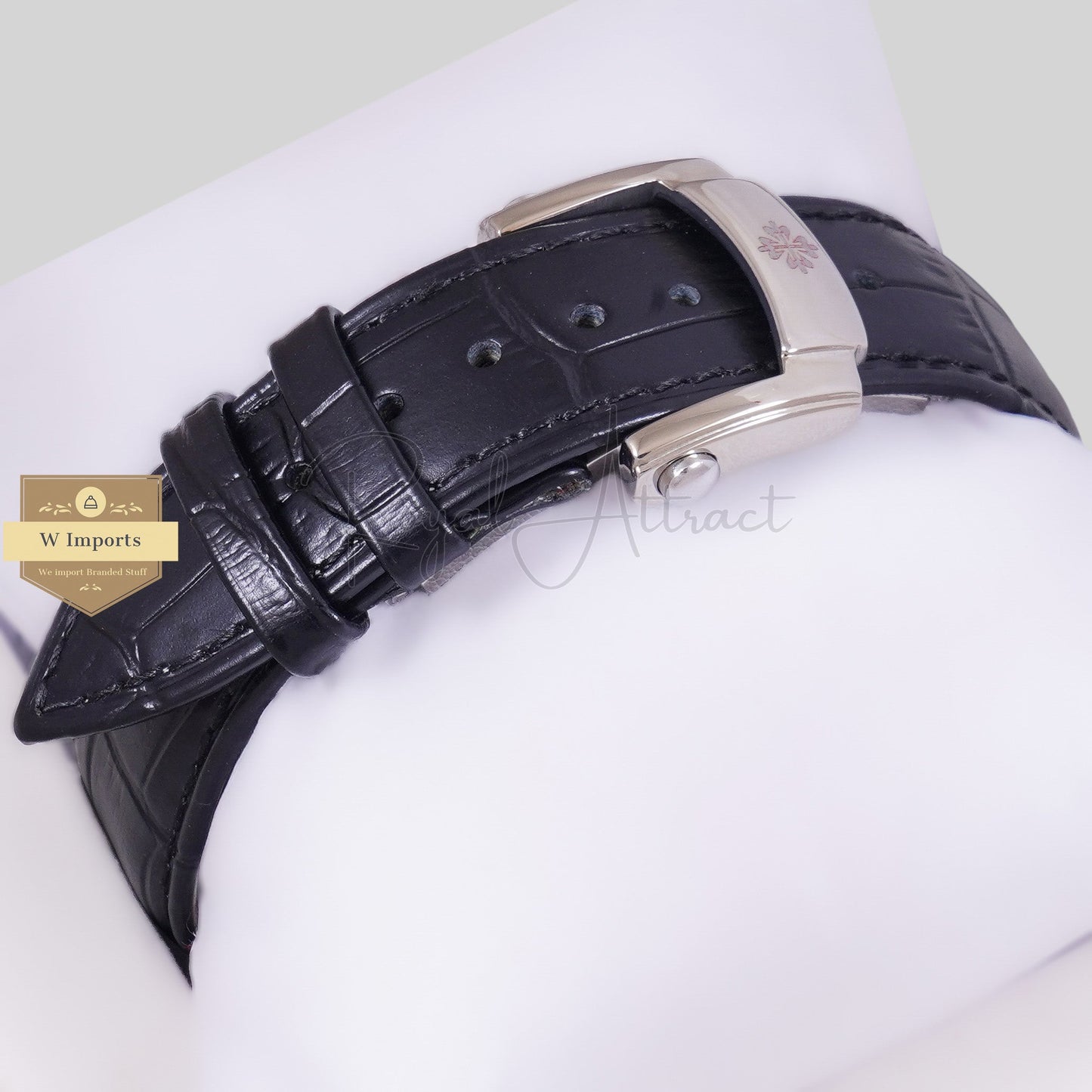 LATEST COLLECTION MOON PHASE CHRONOGRAPH SILVER CASE WITH BLACK DIAL STRAP WATCH
