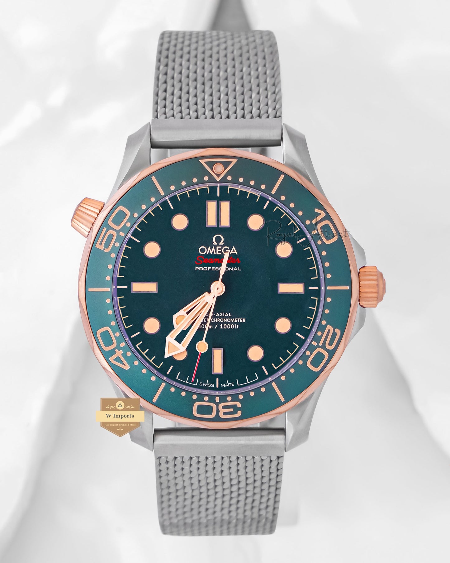 Premium Silver With Green Dial & Bezel With Mesh Bracelet Automatic Watch