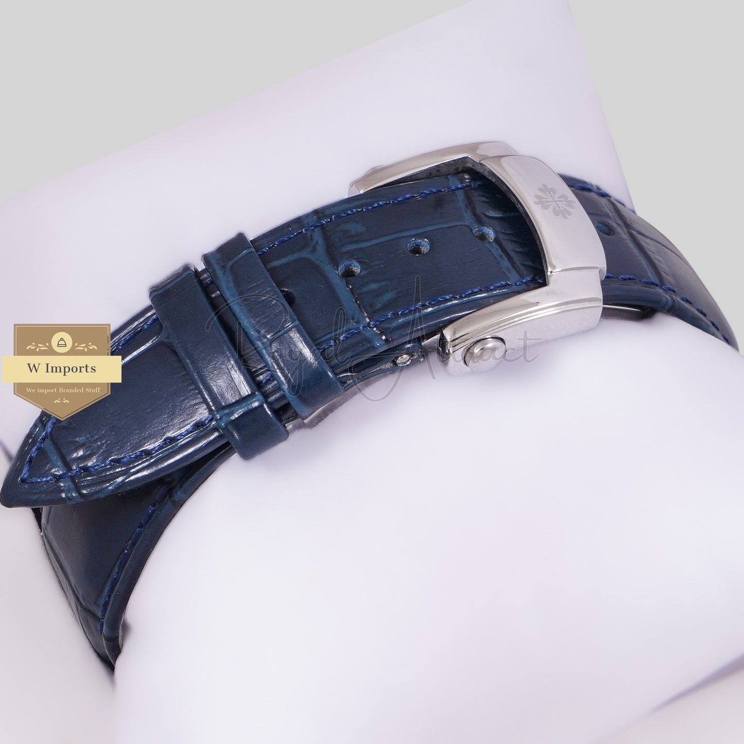 LATEST COLLECTION MOON PHASE CHRONOGRAPH SILVER CASE WITH BLUE DIAL STRAP WATCH